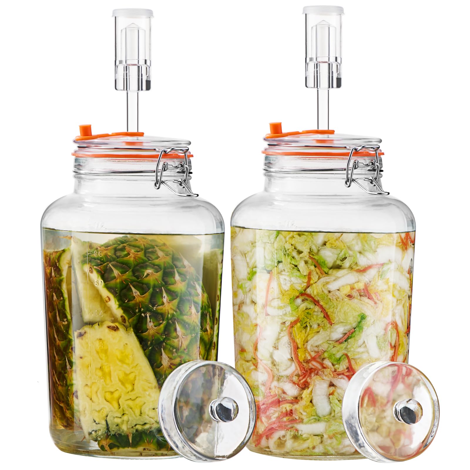 Aoibox  1 Gallon Wide Mouth Glass Fermentation Jars with Airlocks and Glass Weights 2 Pack Fermentation Kit
