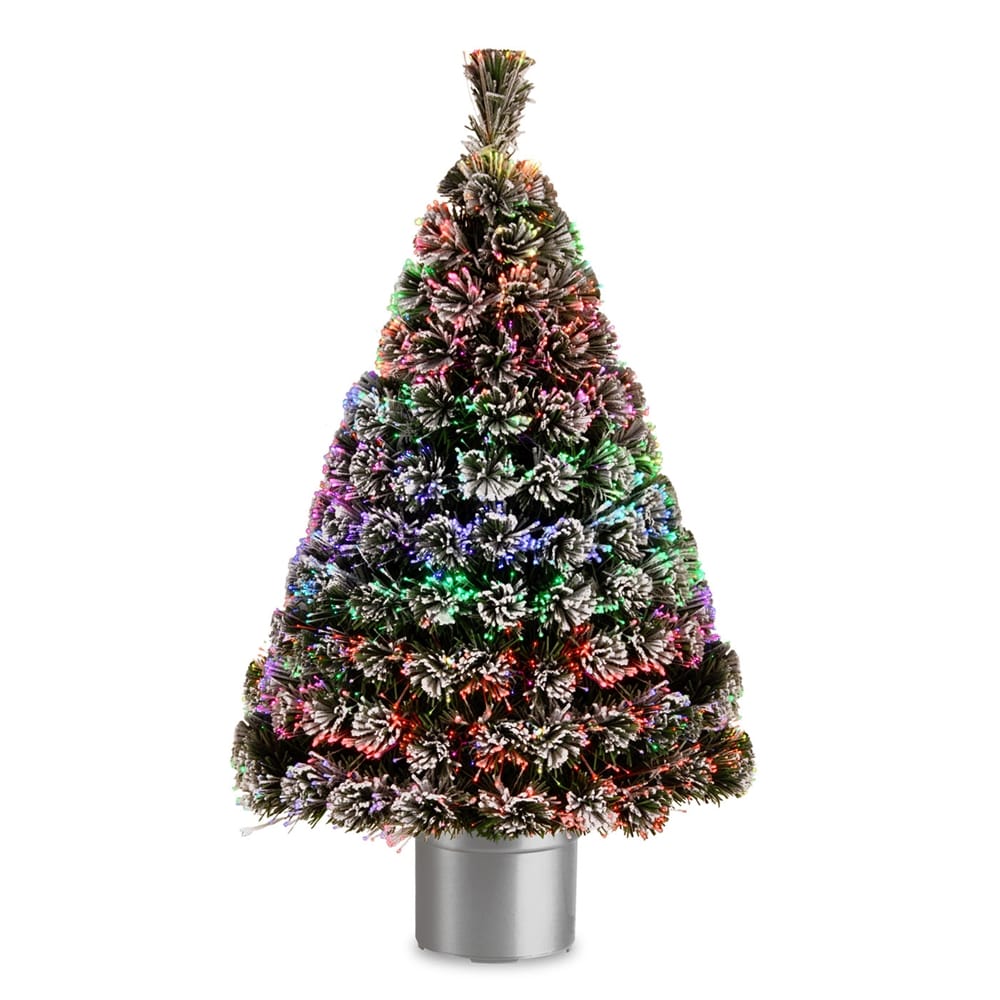 National Tree Company SZEF7-100L-48 4.0-ft Pre-lit Flocked Artificial Christmas Tree with Color Changing LED Lights