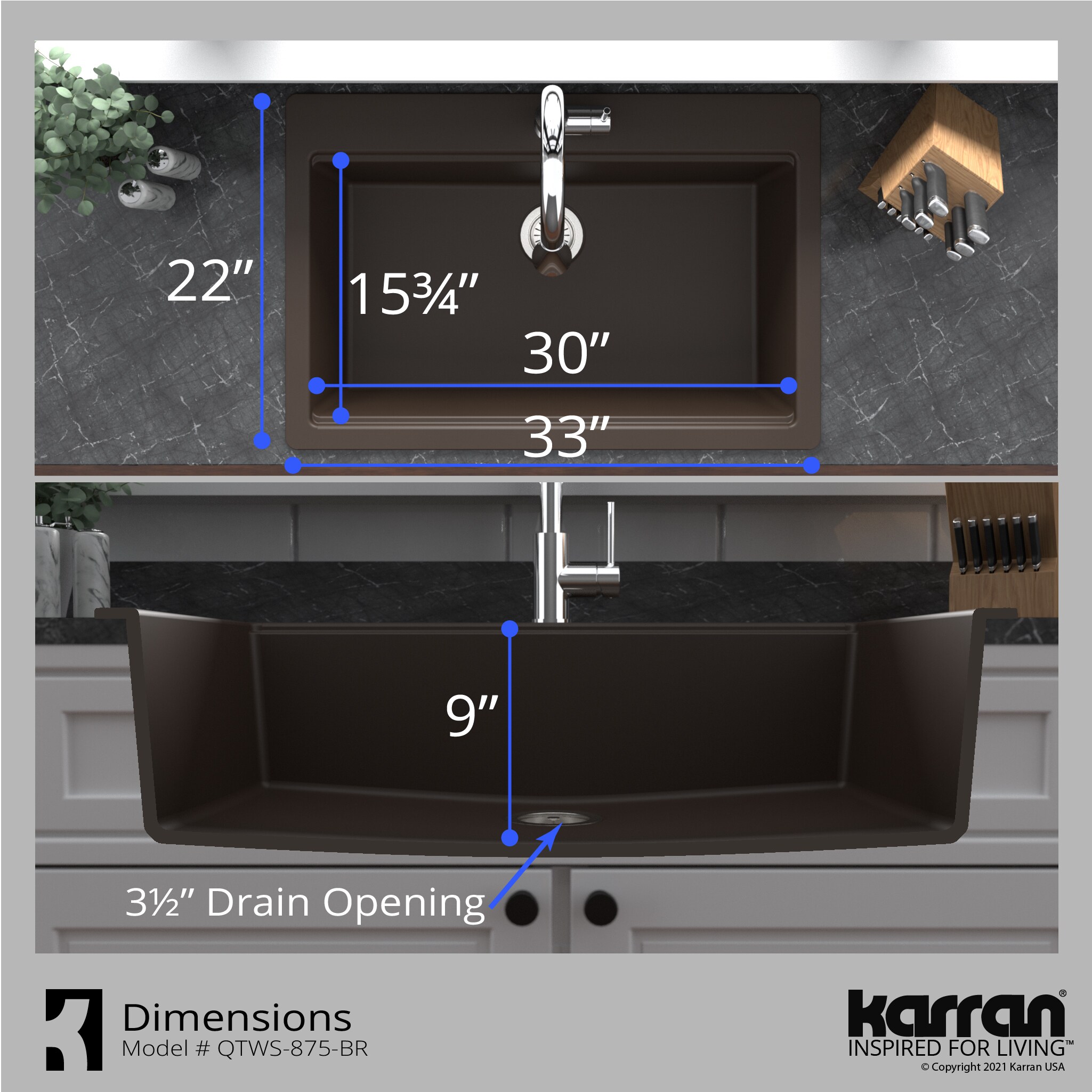 Karran QTWS-875-BR Kitchen-Sinks - View #8