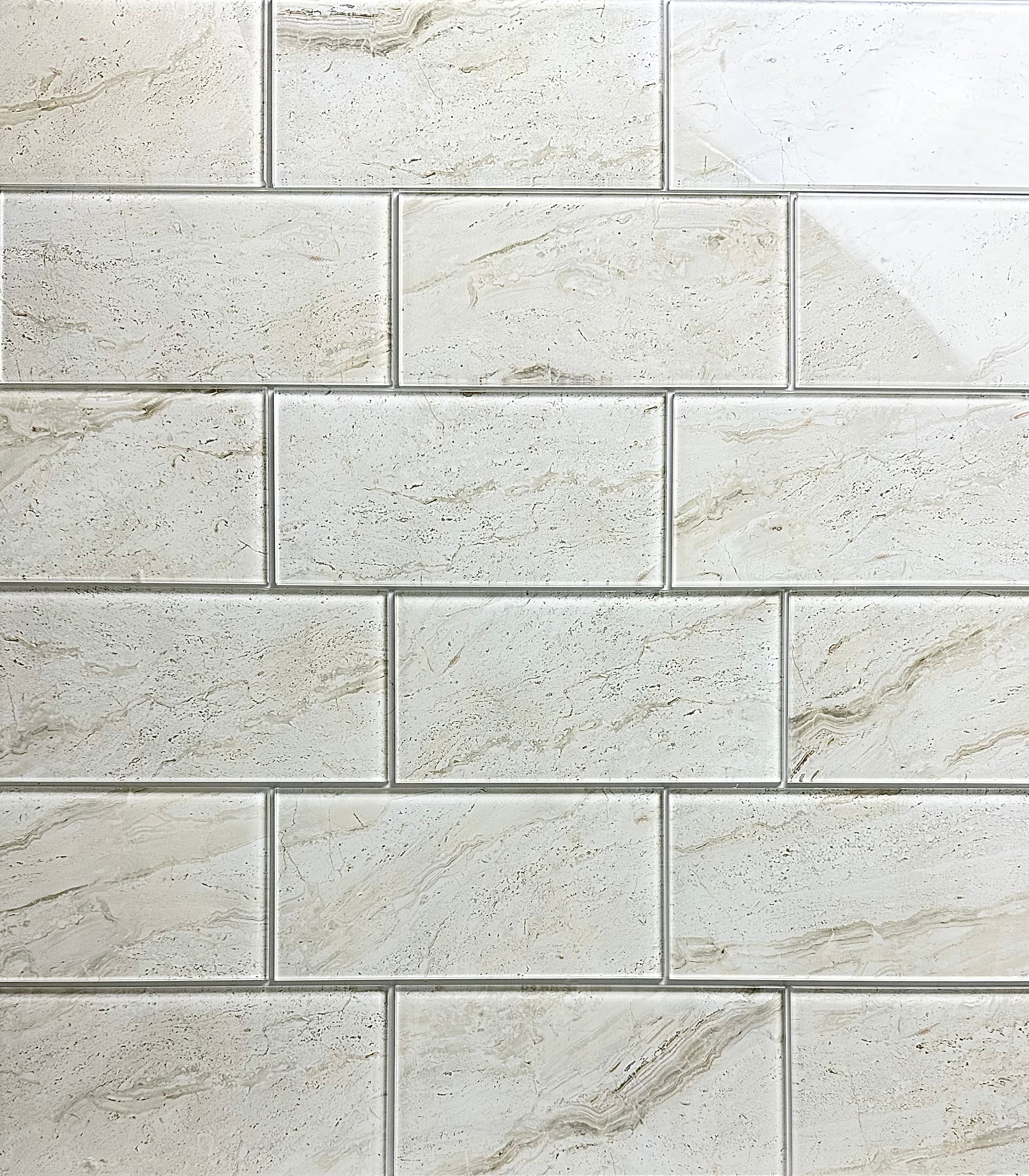 Abolos Nature 72-Pack Calacatta White/Glossy 4-in x 8-in Glossy Glass Marble Look Wall Tile