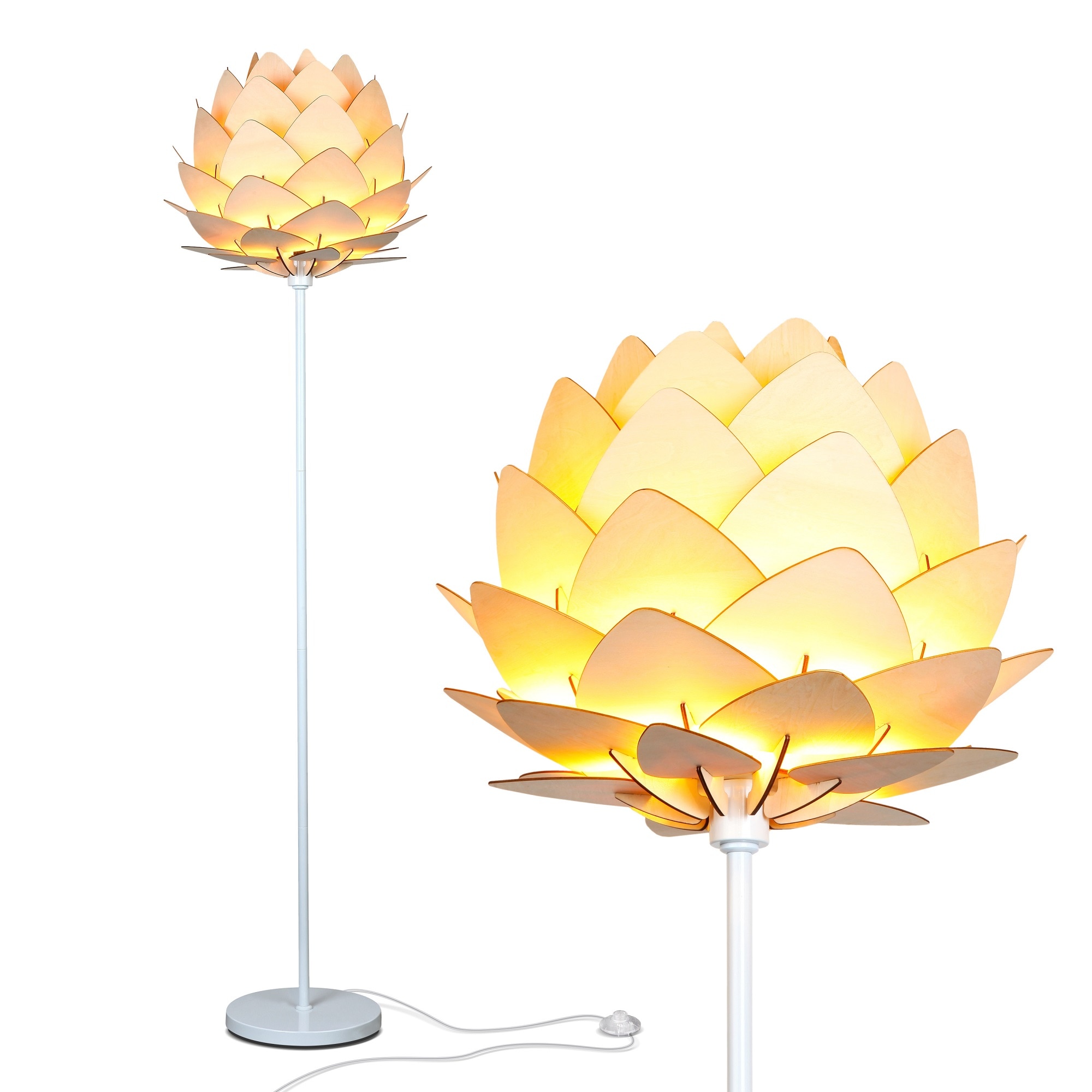 White 66" Torchiere Floor Lamp with Google Assistant for Kids