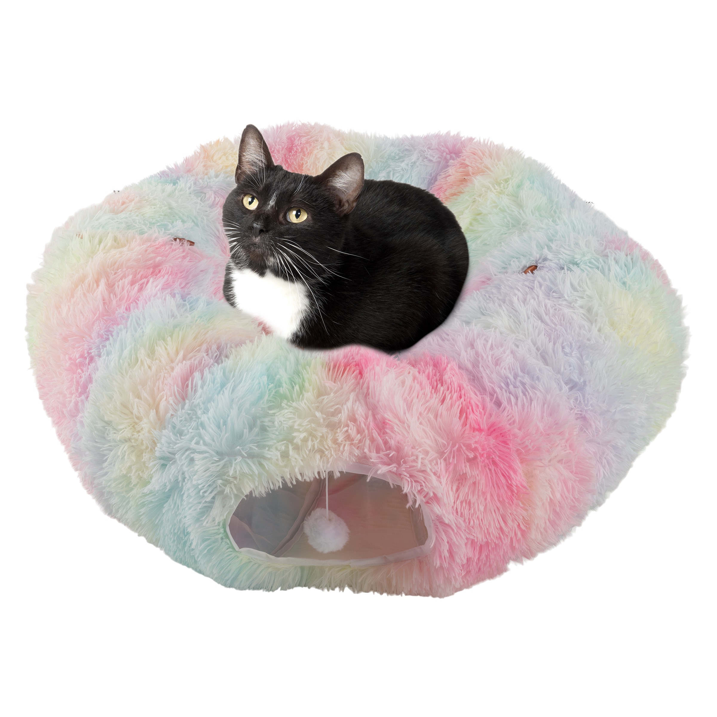 PETMAKER PET6365 Cat Tunnel with Cat Bed - 3FT Multifunctional Cat Tunnel Bed (Multi)