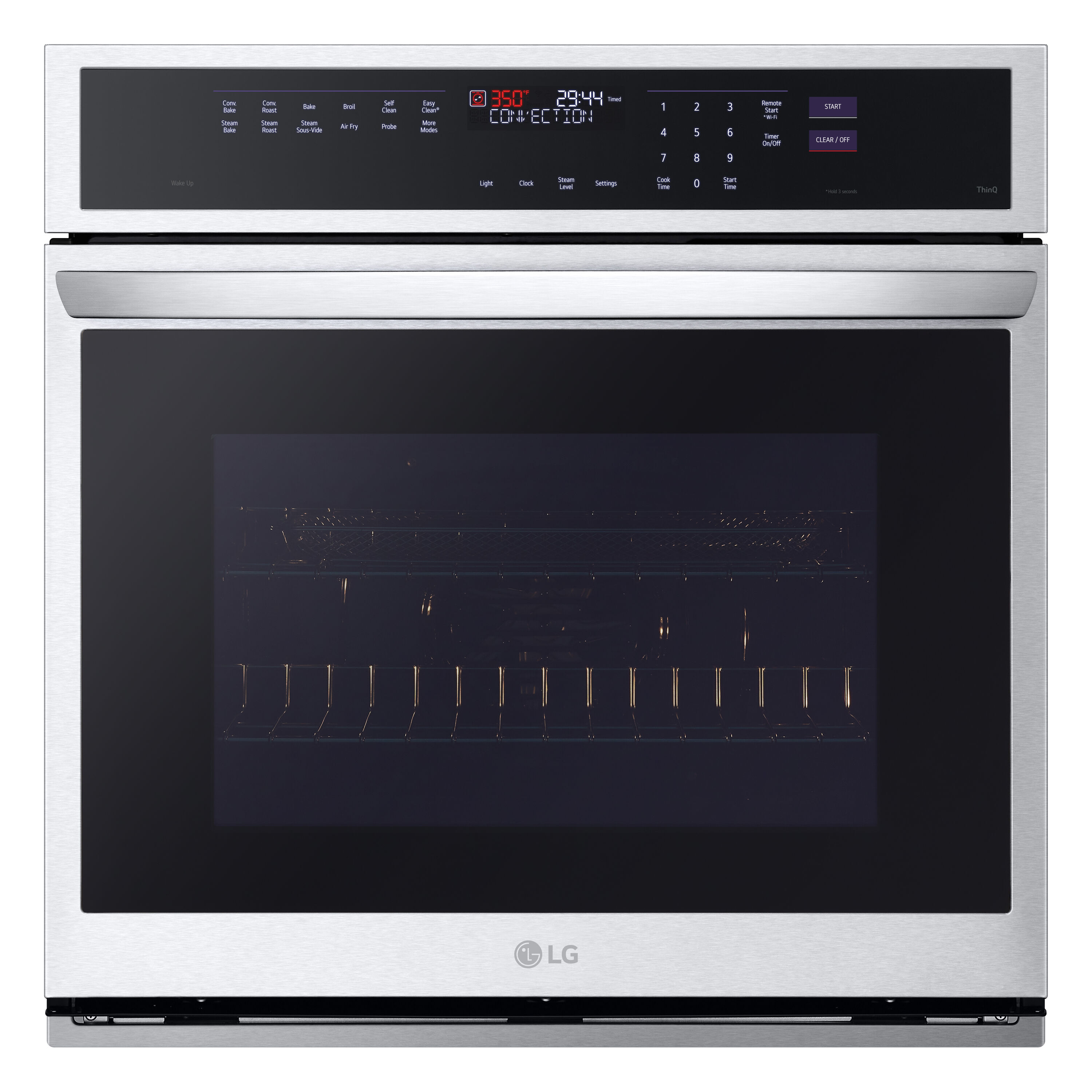 LG WSEP4727F 30-in Smart Single Electric Wall Oven with Air Fry Single-fan and Self-cleaning (Printproof Stainless Steel)