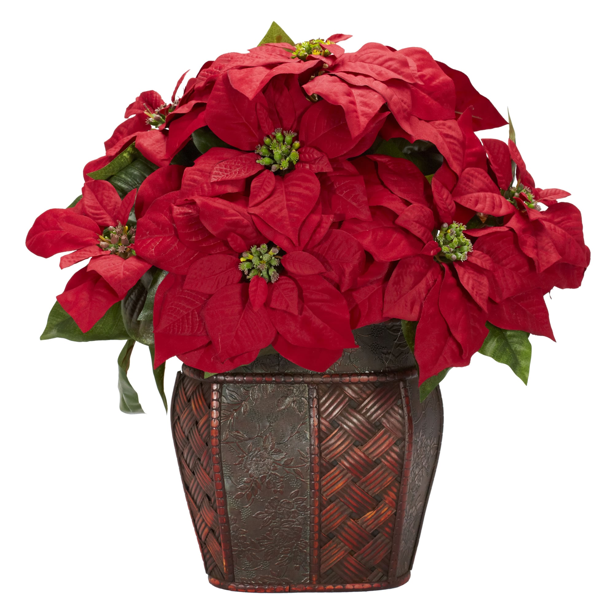 Nearly Natural 1264 18-Inches Tabletop Decoration Poinsettia Christmas Decor