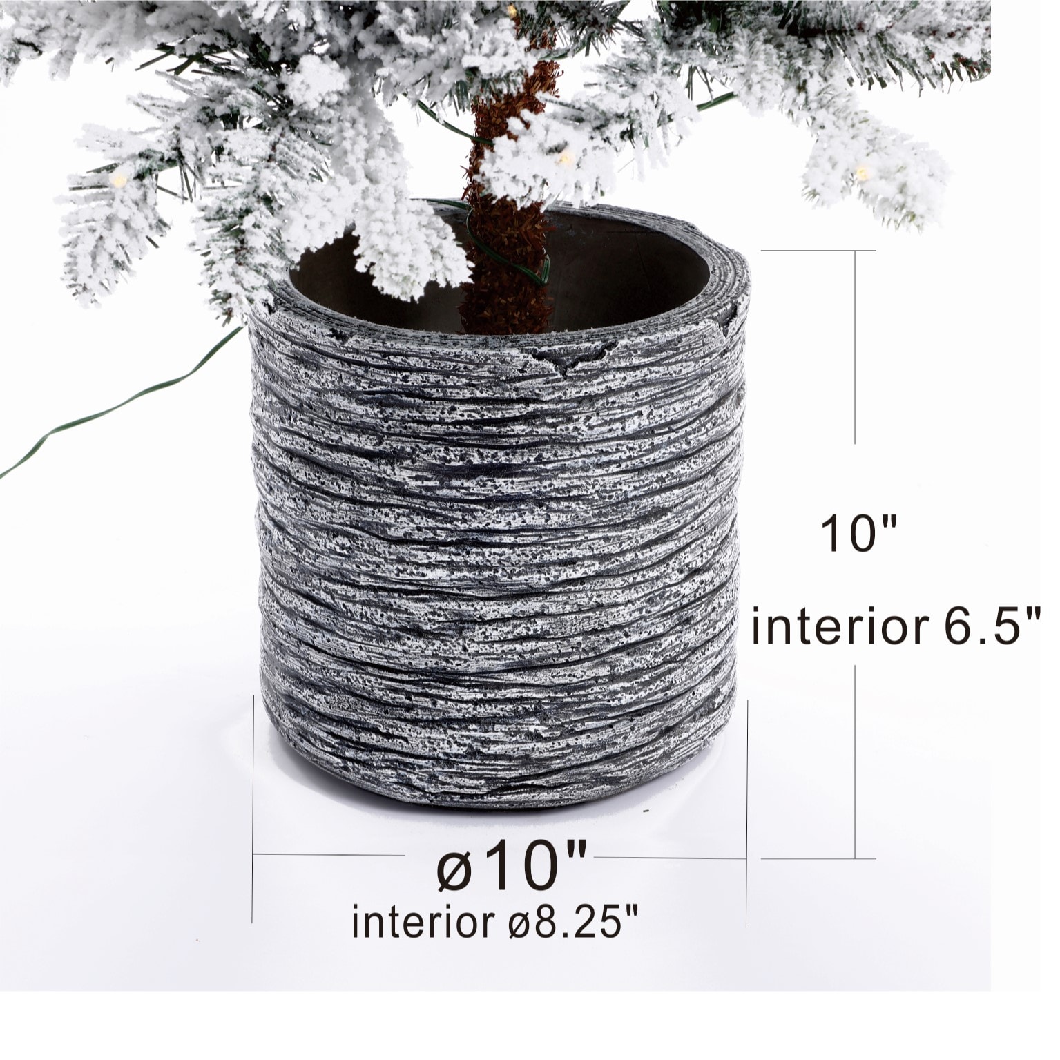 5.6 Ft Pre-Lit White Flocked Fir Christmas Tree with Gray Pot