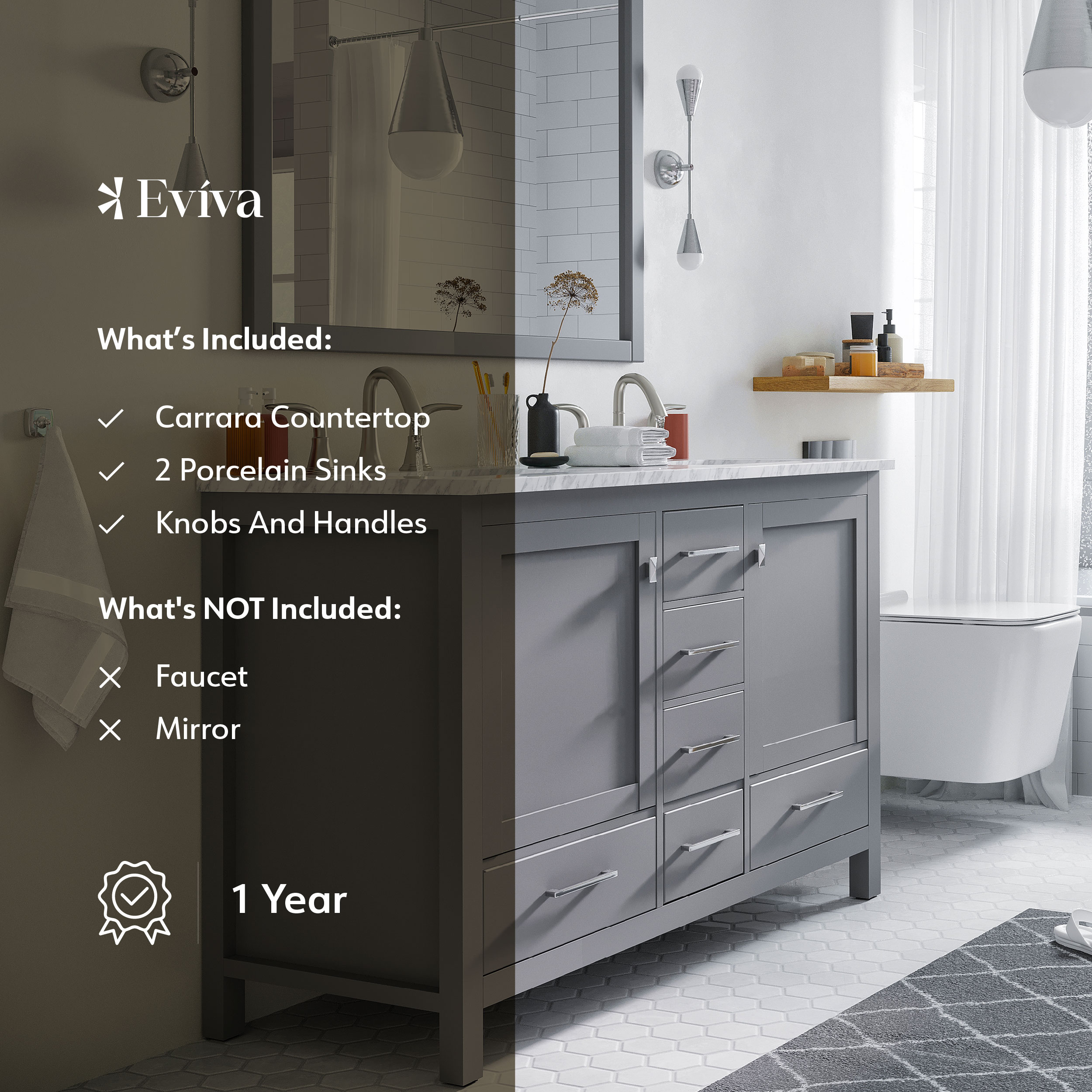 Eviva EVVN412-48GR-DS Bath-Vanity-Combo - View #7