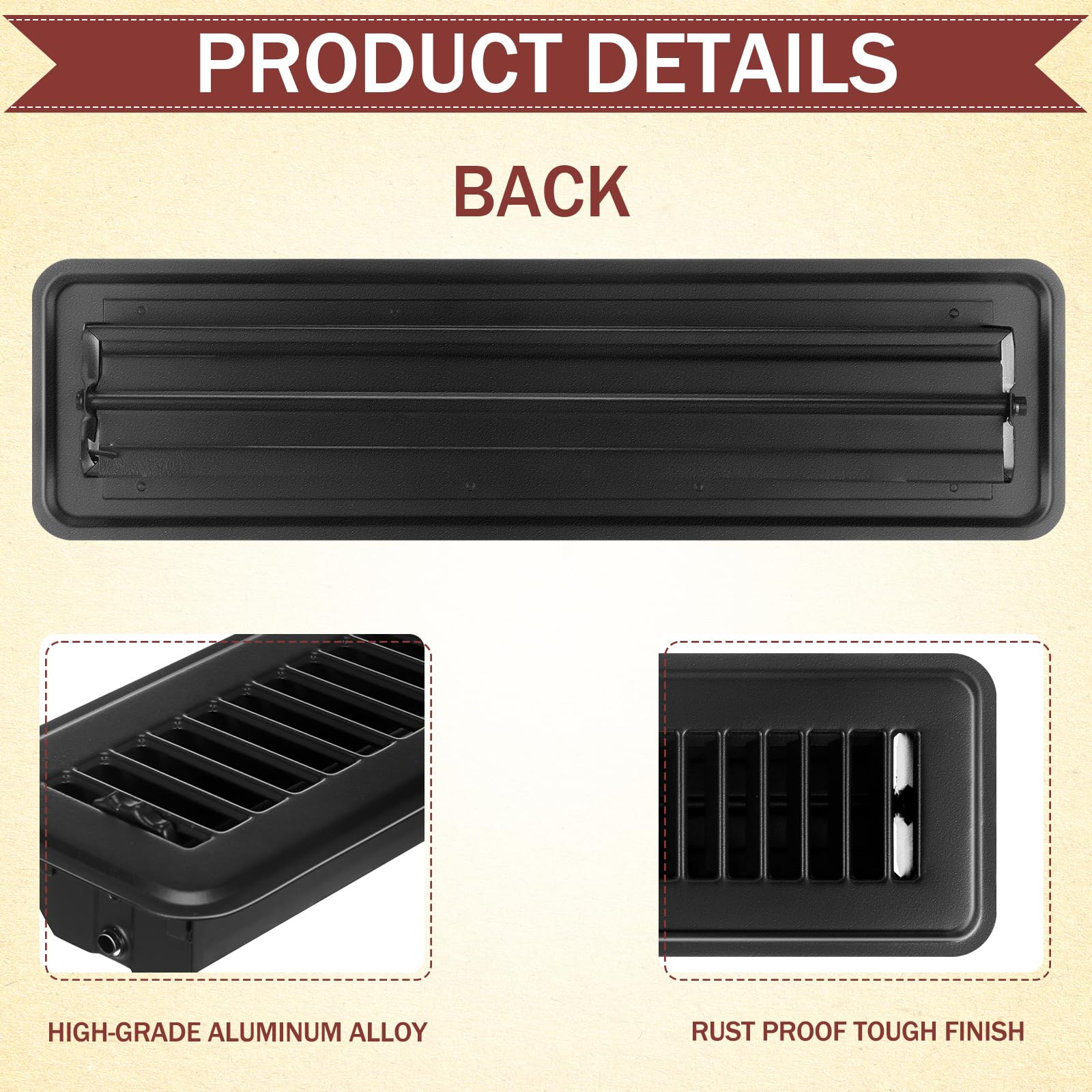 KIWDZFU 4 Pack 2 by 12 Inch Floor Register Vent Covers Metal Heavy Duty ...