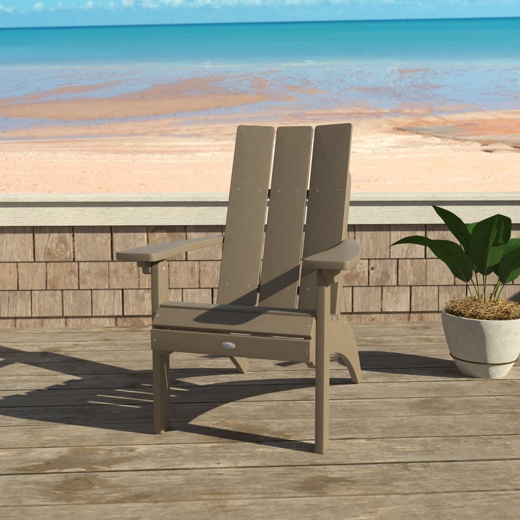 highwood BV-CHRADC2-CTA The Corolla Cabana Tan Poly-lumber Frame Stationary Adirondack Chair with Slat Seat