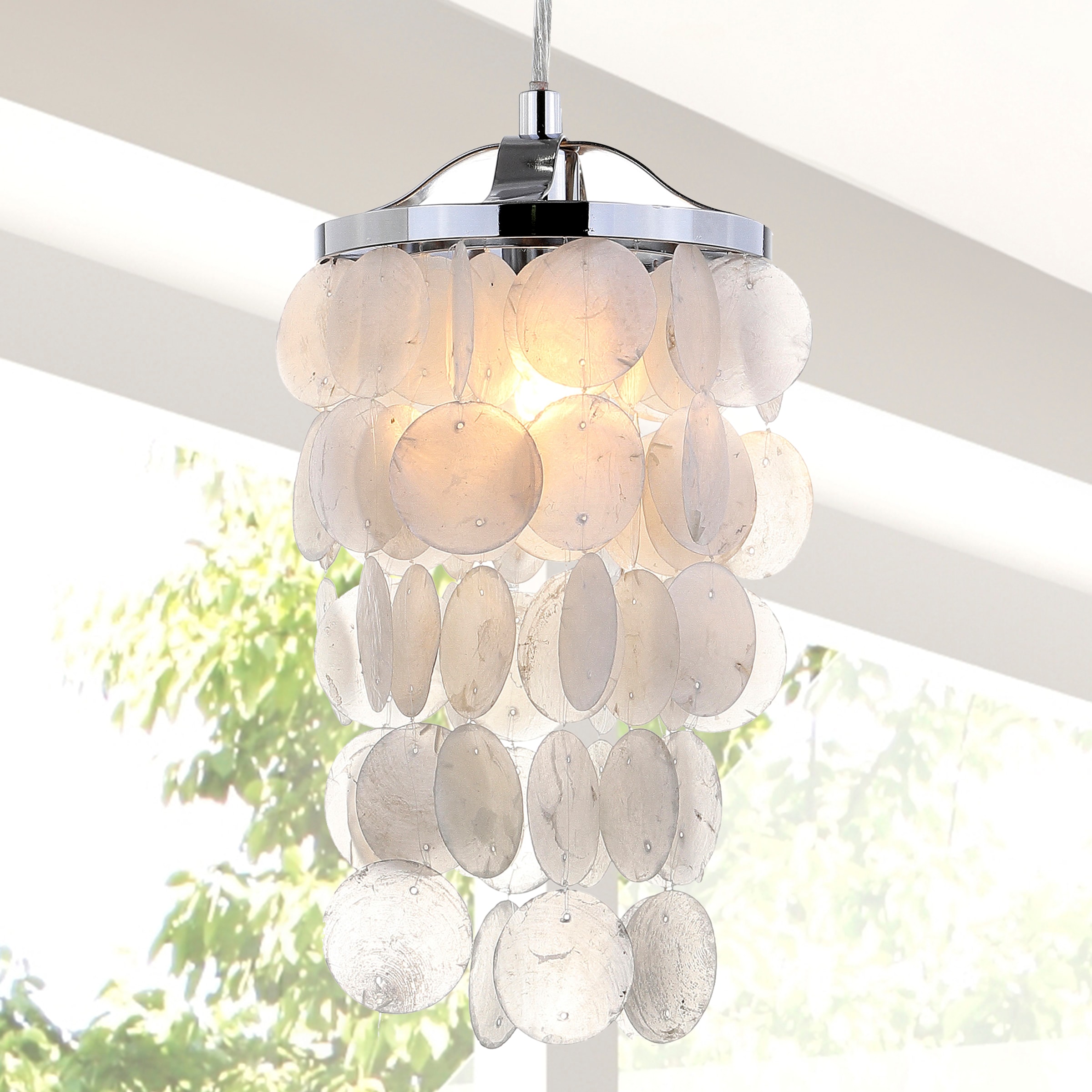 Cayla 7" White Glass LED Drum Pendant Chandelier