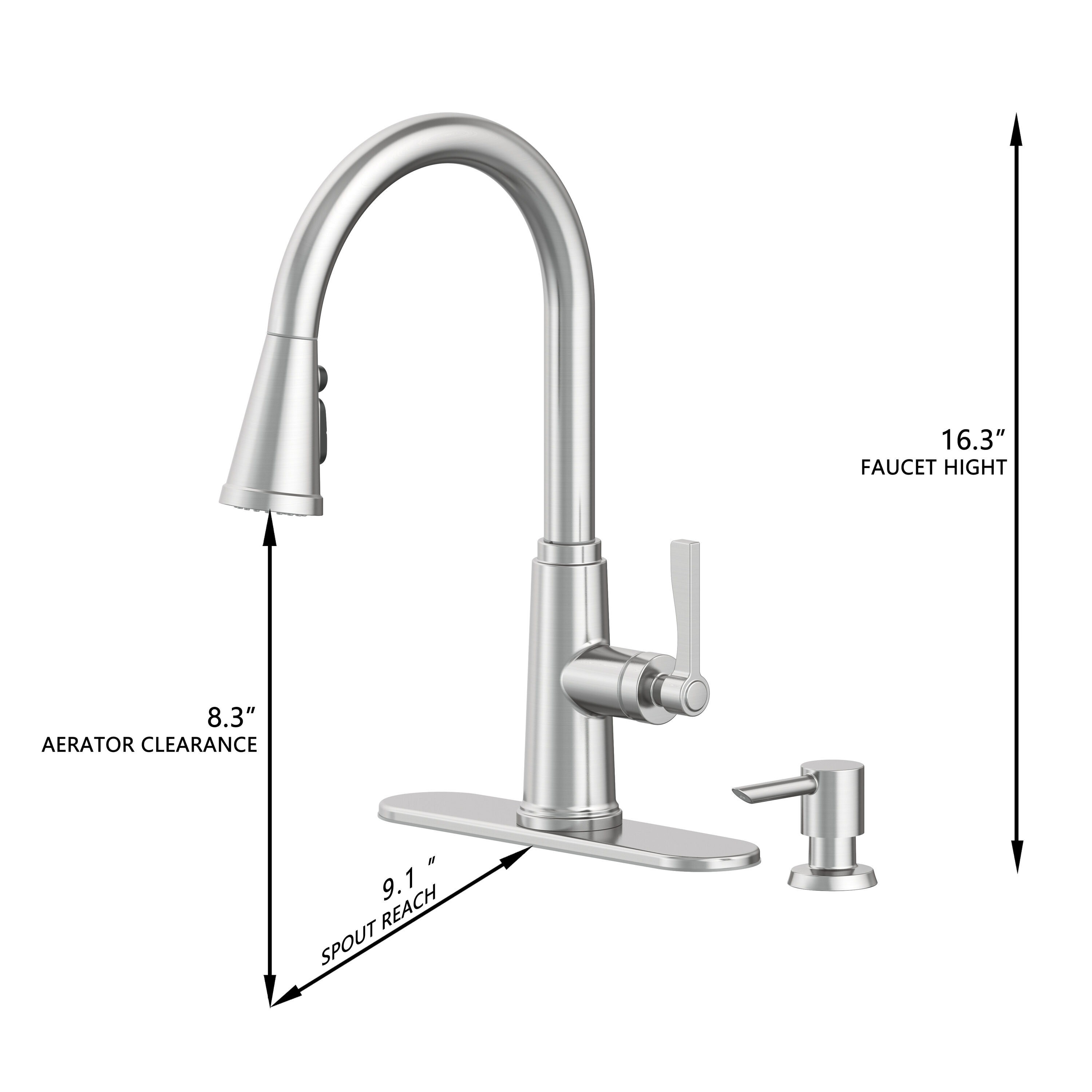 Allen + Roth Townley Spot Free Stainless Steel Single Handle Pull-down 