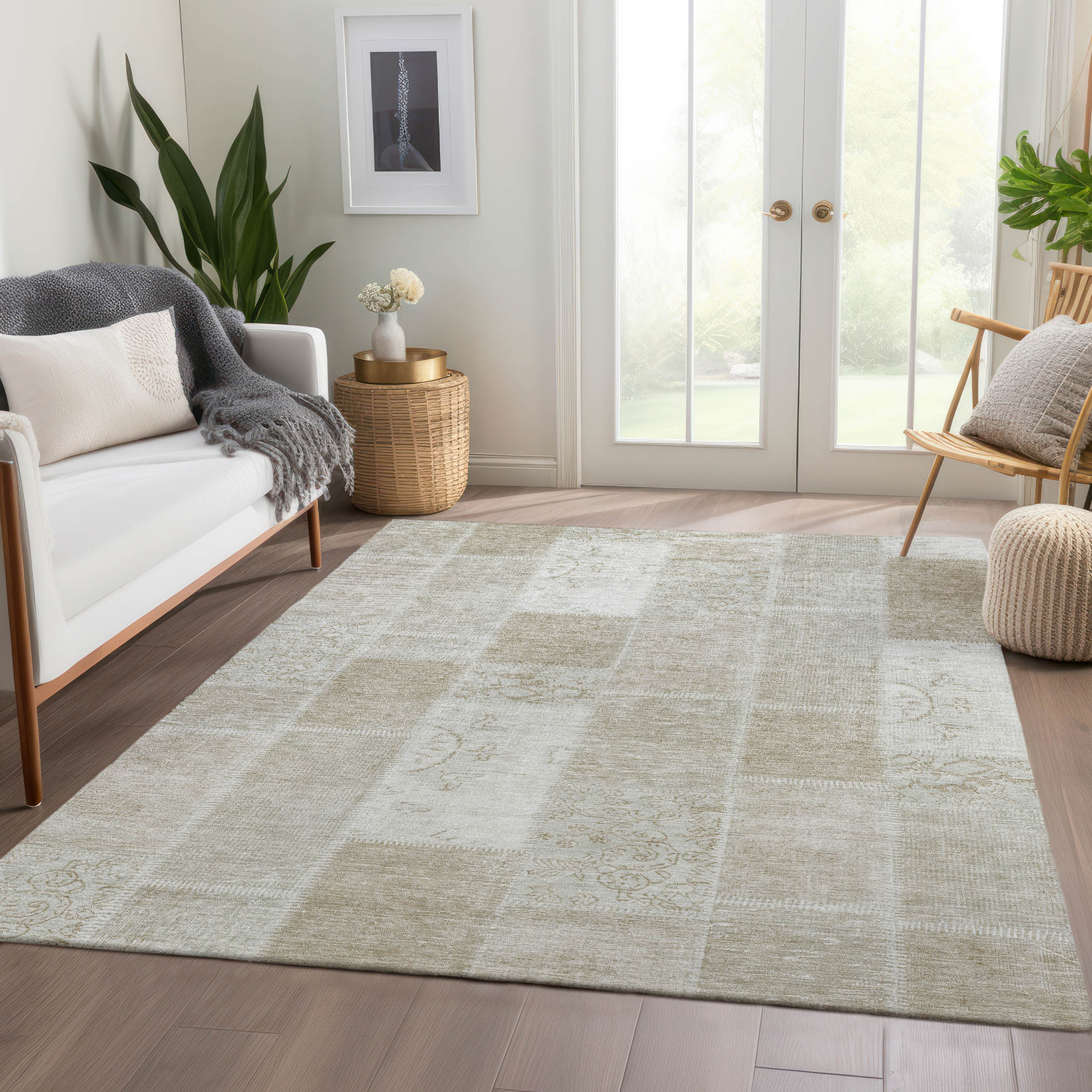 Addison Rugs ACN631TP3X5 Chantille ACN631TP 3 x 5 (ft) Polyester Taupe Rectangular Indoor/Outdoor Geometric Machine washable Area rug