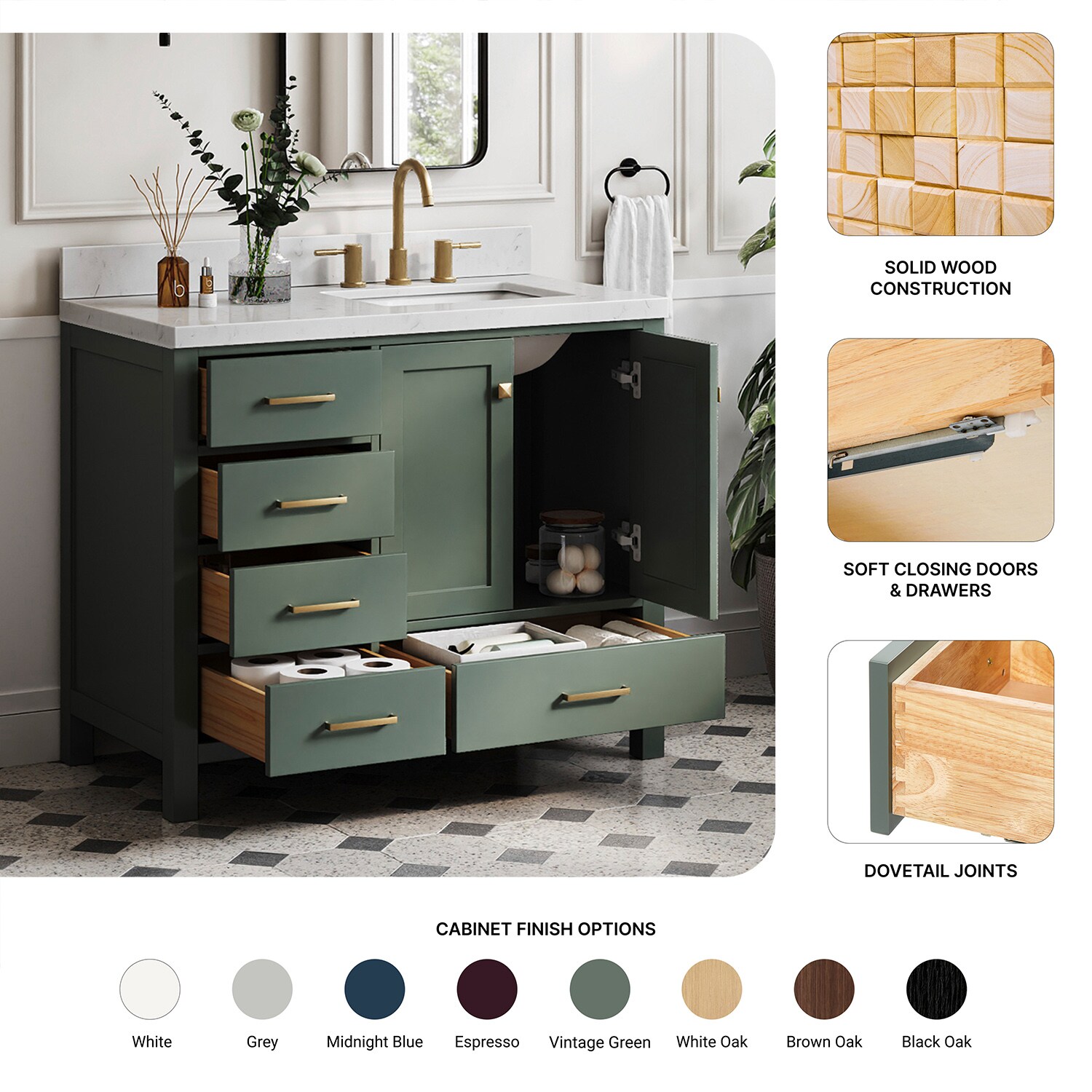ARIEL A042SRCQRVOVGN Bath-Vanity-Combo - View #5