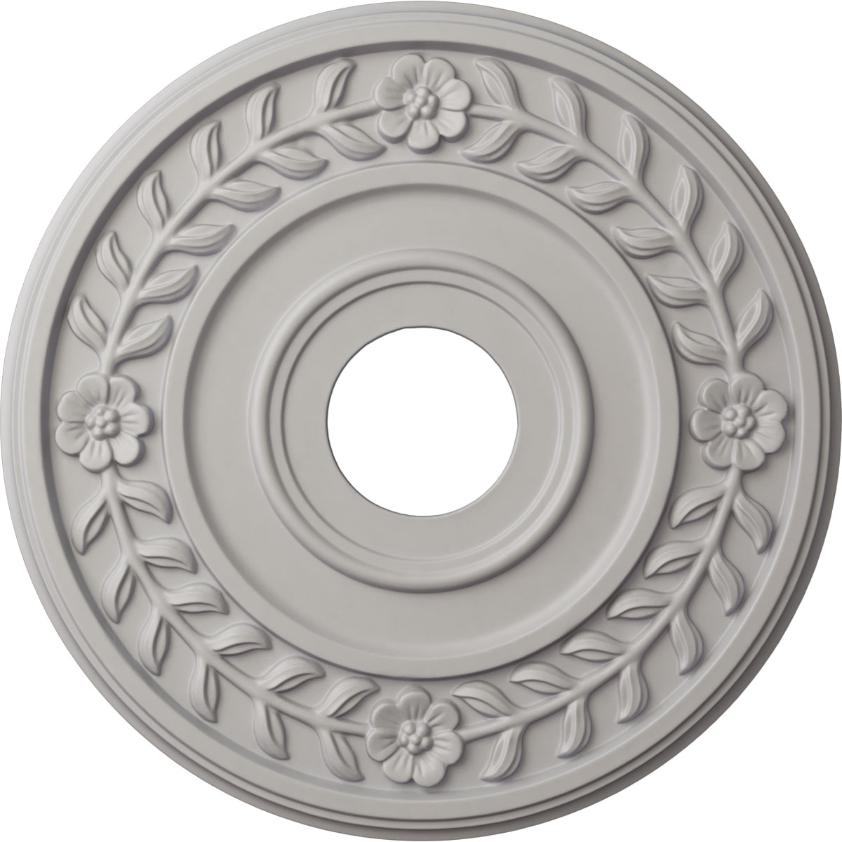 Ekena Millwork CM16WRUWF Wreath 16.25-in W x 16.25-in L Painted Ultra Pure White Polyurethane Whole Ceiling Medallion