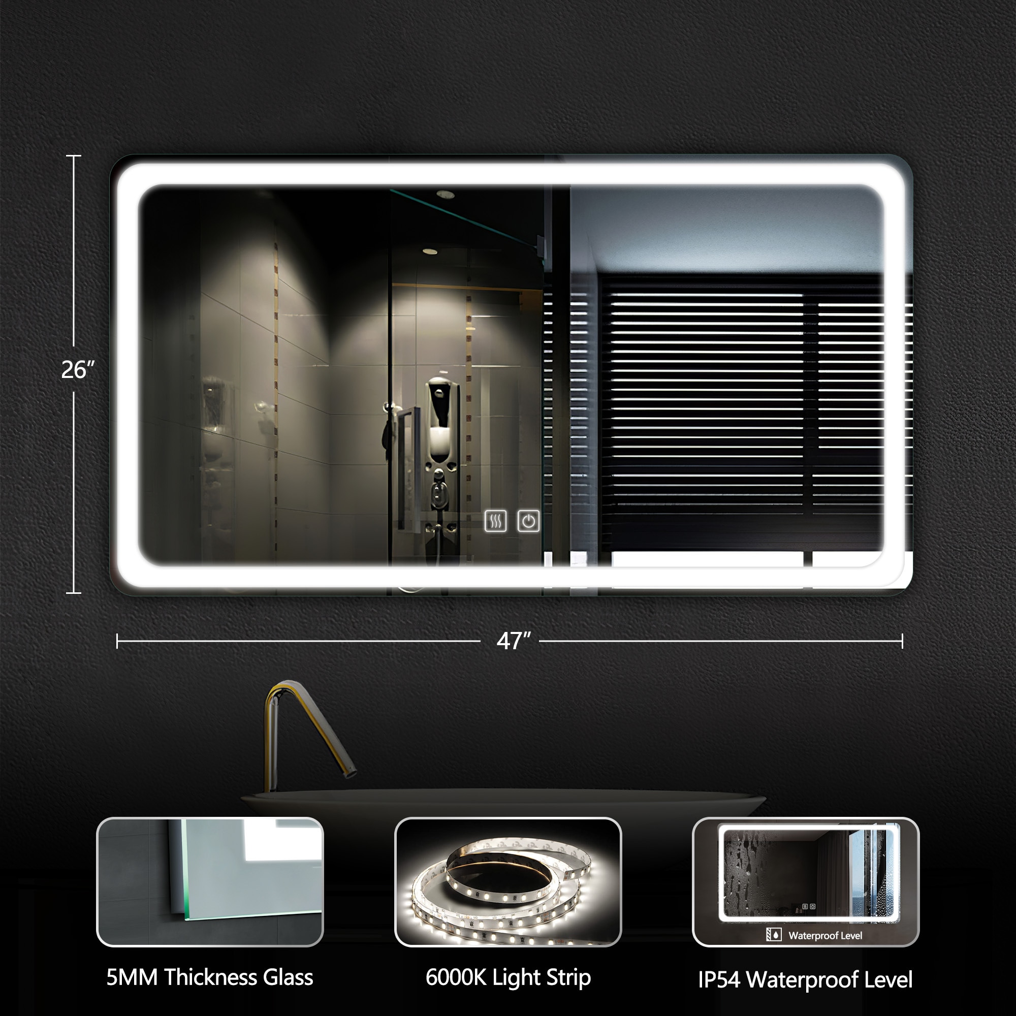 Dovelina LS-A-MR03088 Framed-Bath-Mirrors - View #6