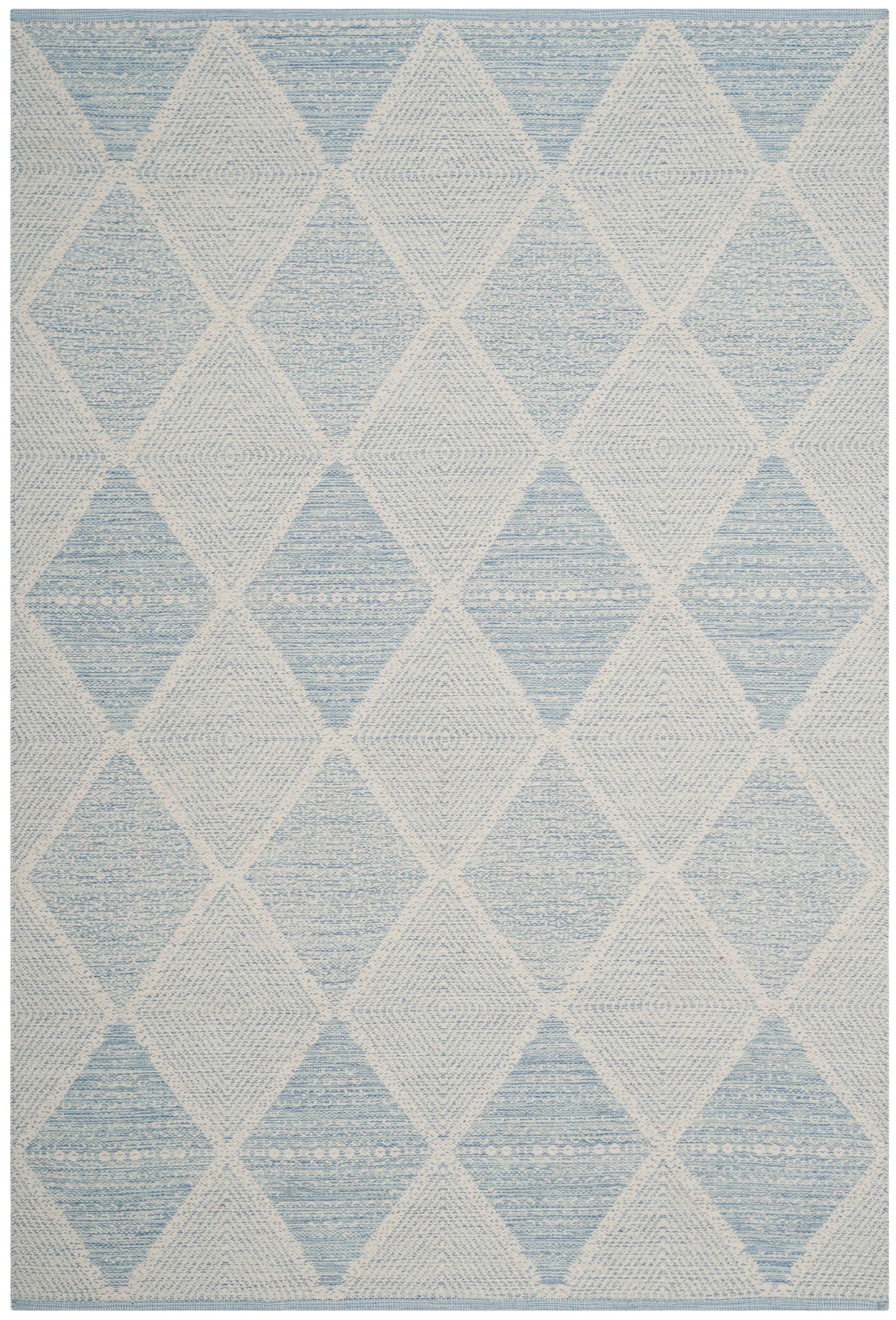 Safavieh MTK822B-6 Montauk Segundo 6 x 9 (ft) Cotton Light Blue Rectangular Indoor Trellis Farmhouse/Cottage Area rug