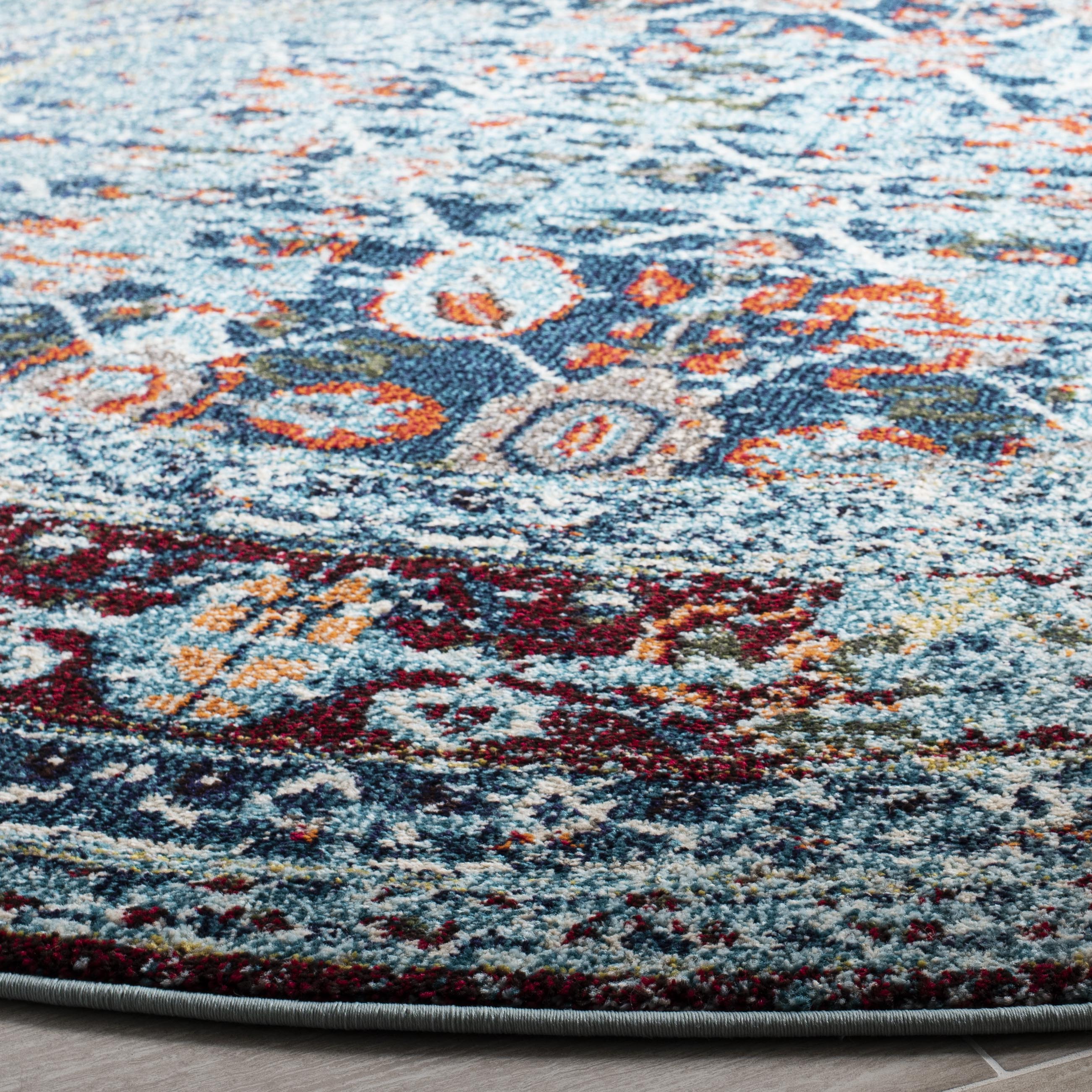 Boho-Chic Monaco Distressed Blue & Multi 5' Round Area Rug