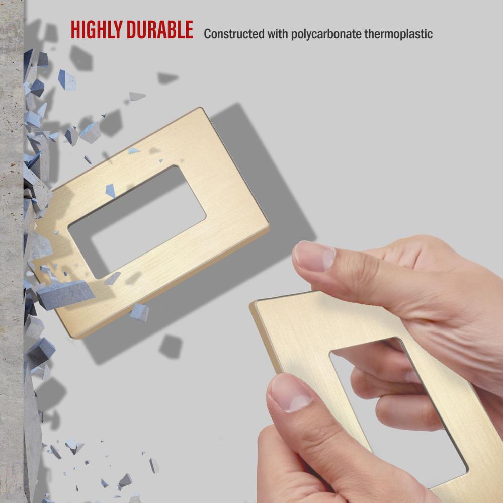 Enerlites 1-Gang Standard Size Brushed Gold Polycarbonate Indoor Decorator  Wall Plate in the Wall Plates department at