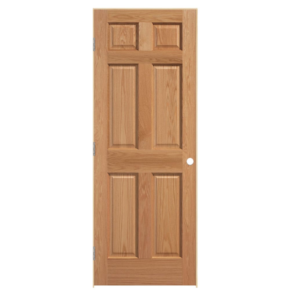 Masonite Traditional 32-in x 80-in Natural 6-panel Solid Core Unfinished  Oak Wood Right Hand Single Prehung Interior Door in the Prehung Interior  Doors department at