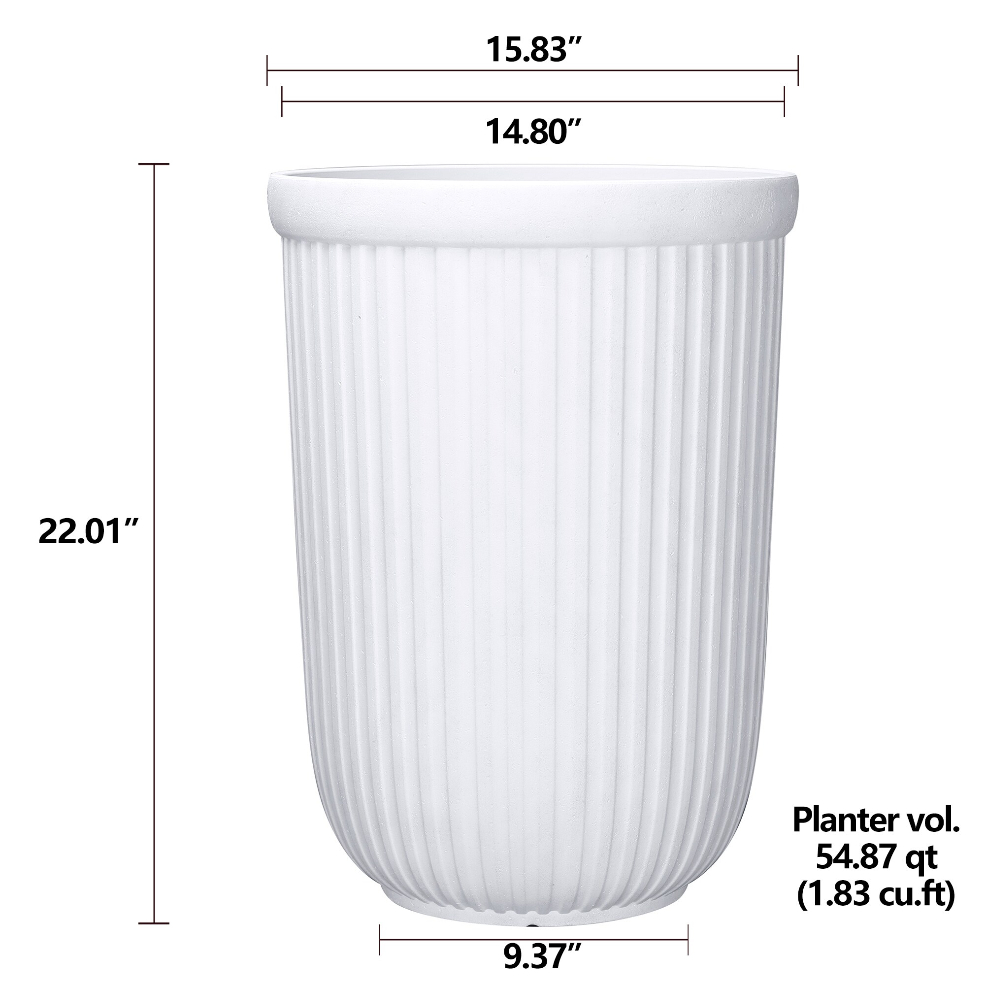 Origin 21 Round 14.8-in W Large White Recycled plastic Contemporary/Modern Indoor/Outdoor Planter with Drainage Holes