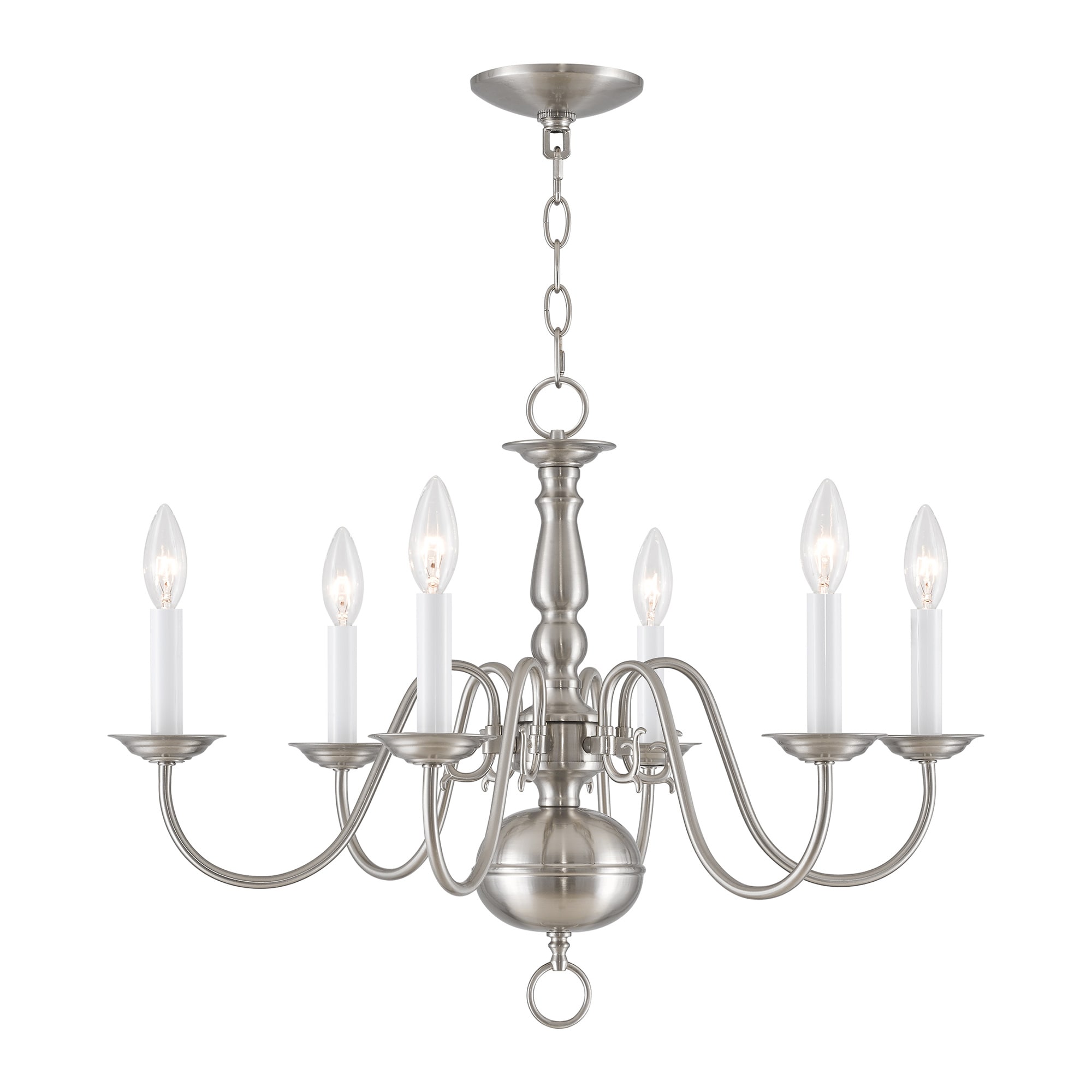 Livex Lighting 5006-91 Williamsburgh 6 -Light Brushed Nickel Traditional For Use in Bathrooms, Bedrooms, Dining Rooms, Foyers, Kitchens, Living Rooms Chandelier