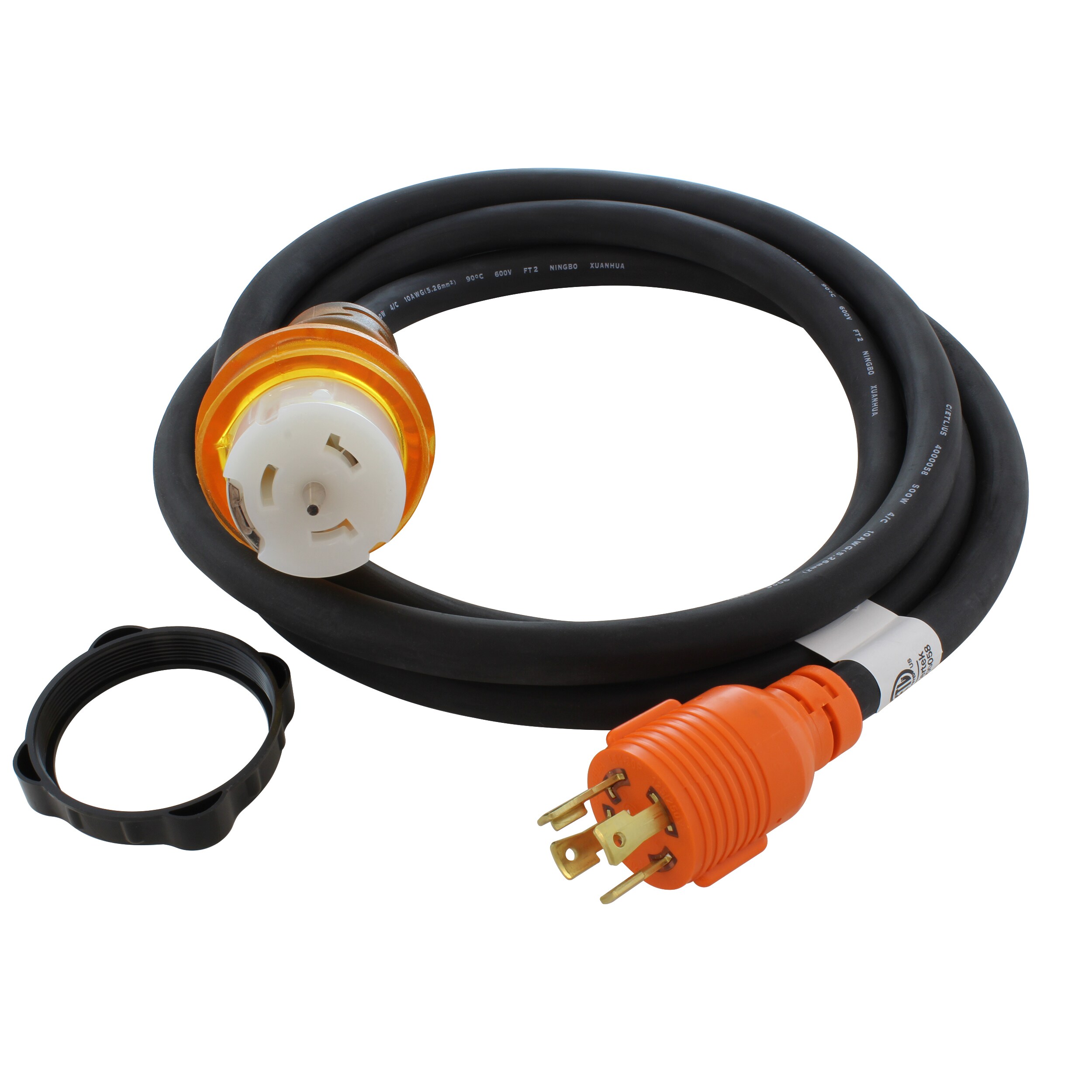 AC WORKS TEL1430-010E 10ft L14-30P to CS6364 Cord 10-ft 10 / 4 4 Prong Black Indoor/Outdoor SOOW Heavy Duty Locking Extension Cord