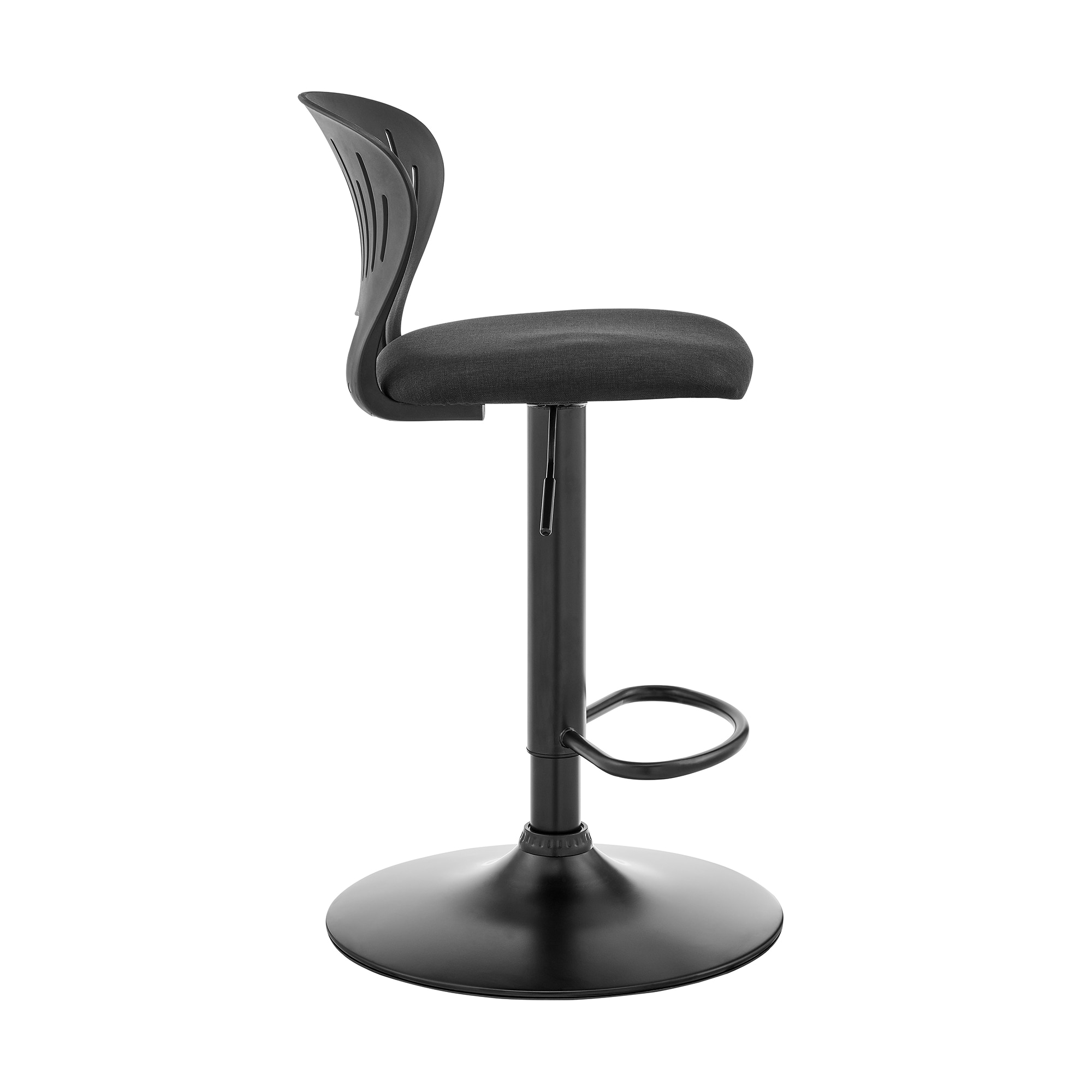 Padua 16'' Black Swivel Adjustable Bar Stool with Soft Foam Cushion