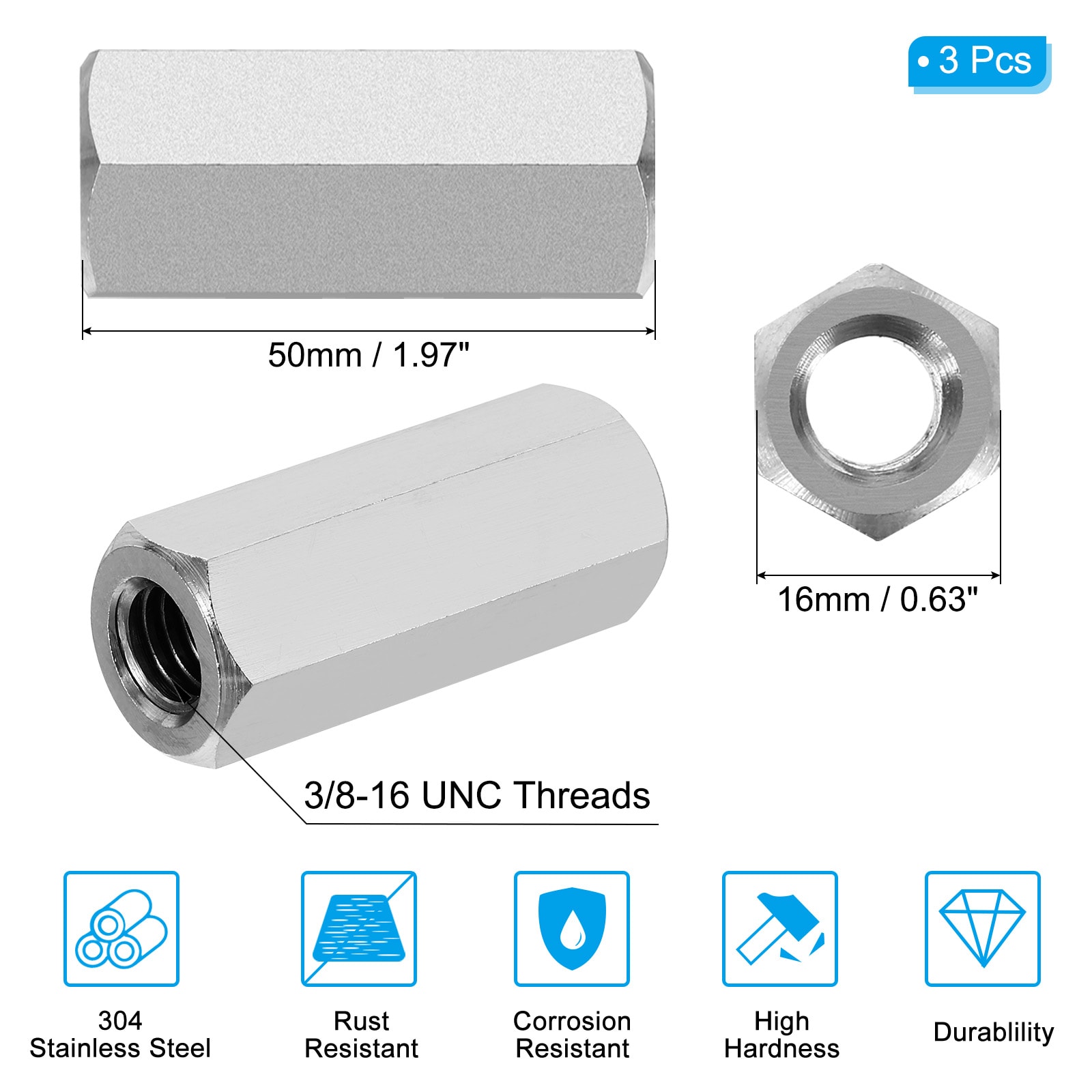 PATIKIL S25120901UX2106 Metric-Coupling-Nuts - View #2