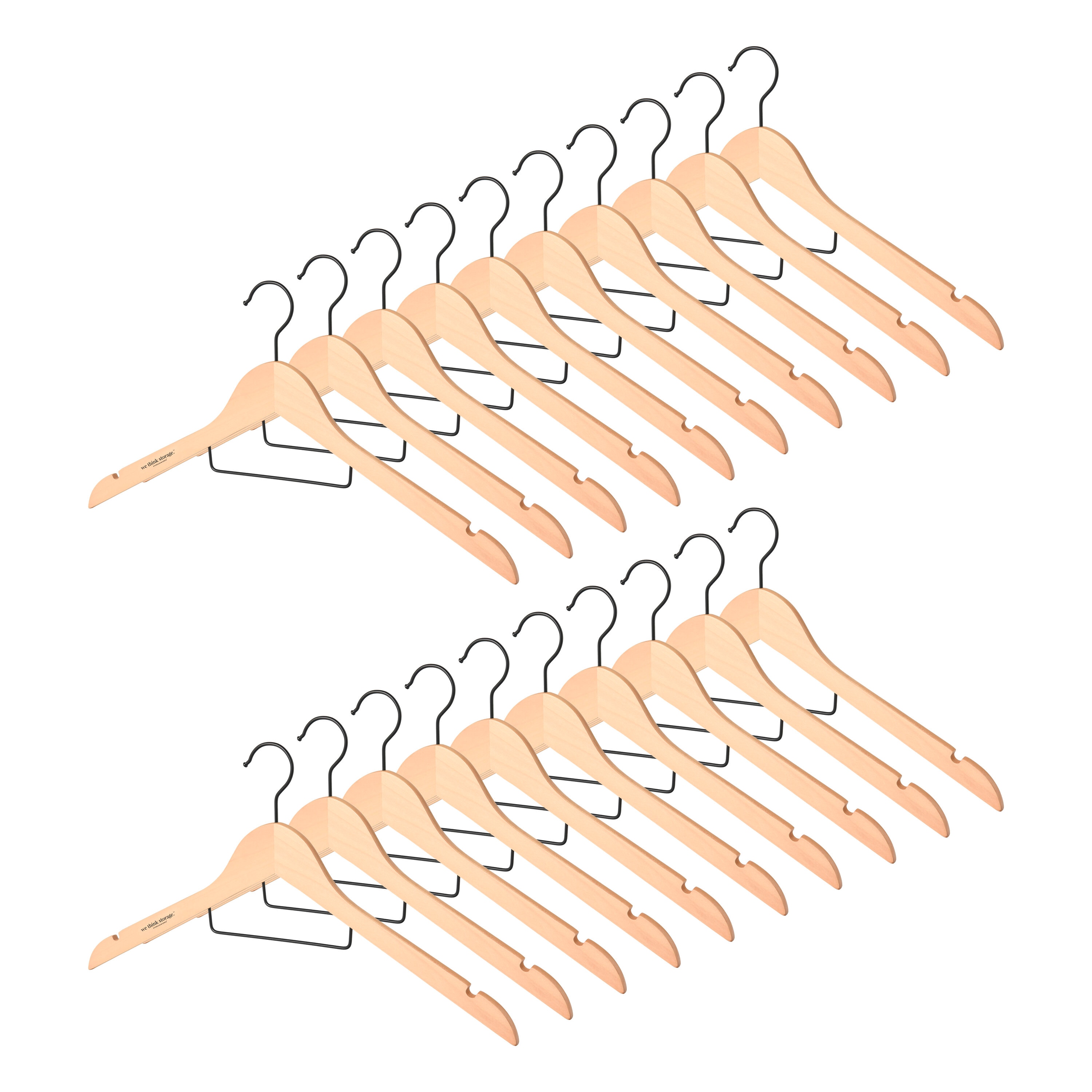 we think storage 20 -Pack Wood Non-Slip Grip Belt/Tie Hanger ( Natural ) #WTS-WT0820SL