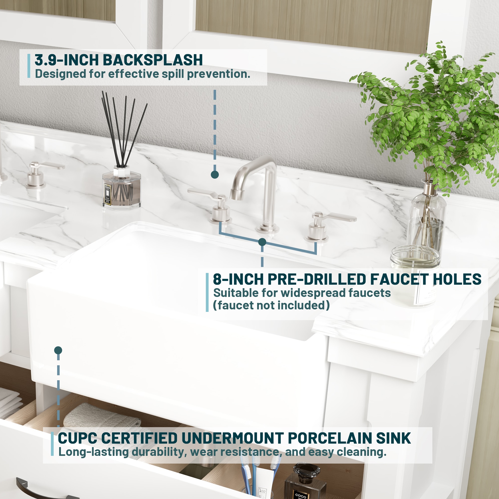 CASAINC MS-20036-CAB-WH Bath-Vanity-Combo - View #8