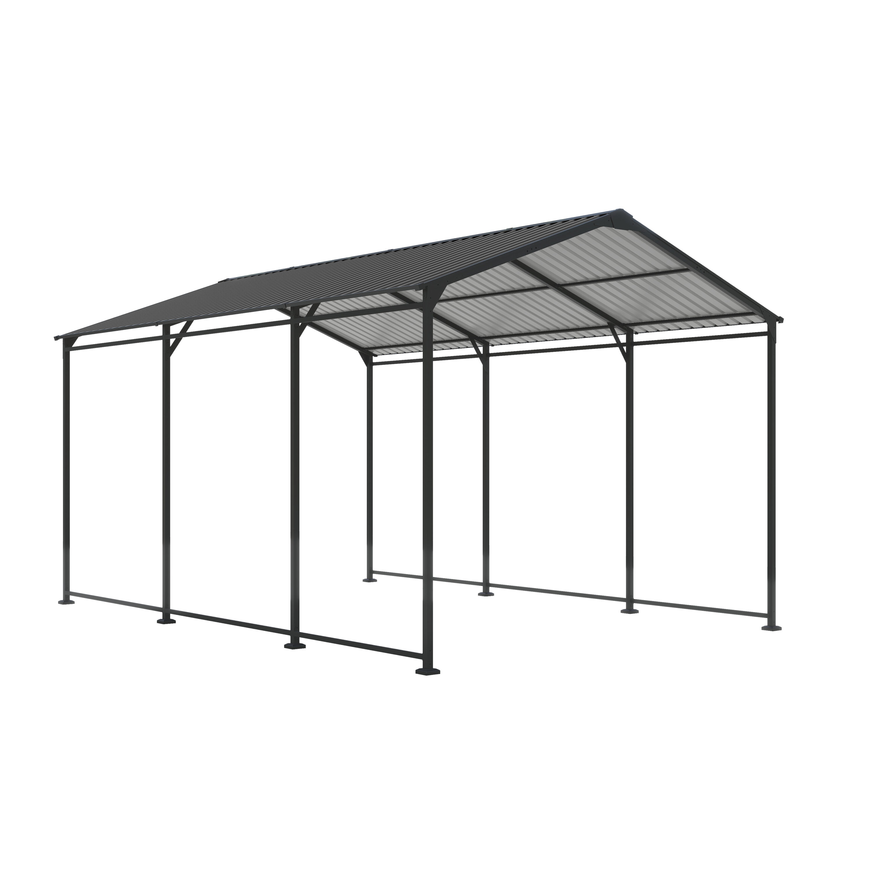 Mondawe MO-CP-00061 10-ft W x 15-ft L x 8.43-ft H Gray Metal Carport with Metal Roof