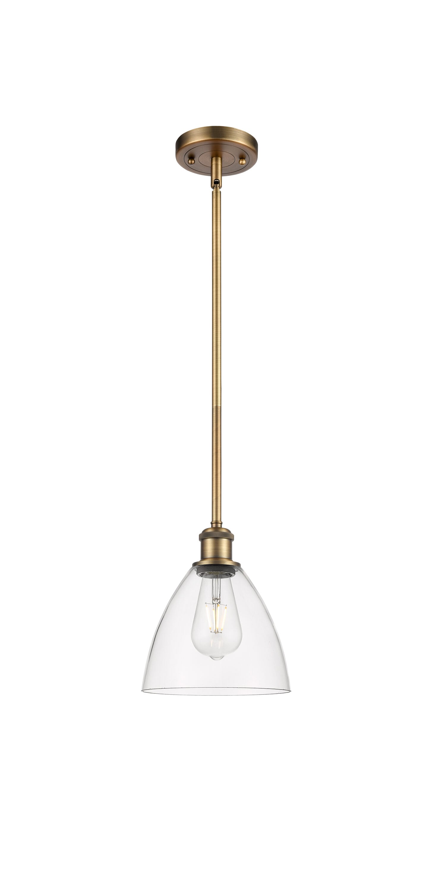 Innovations Lighting 516-1S-BB-GBD-752 Bristol Glass 1 -Light Brushed Brass Industrial Clear glass Dome Mini Hanging Pendant light
