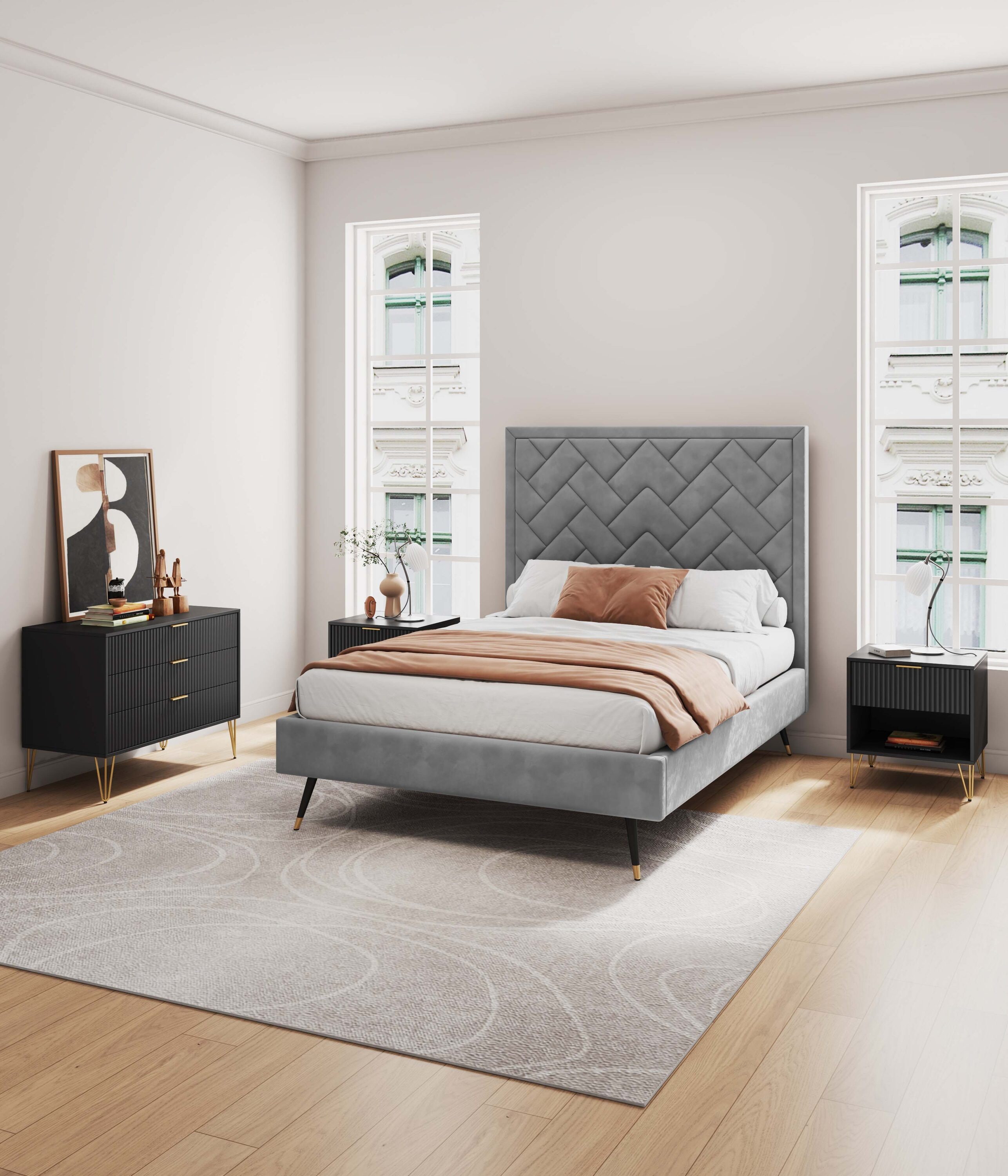 Manhattan Comfort 2-DB01-BK Black 4 -Drawer Standard dresser