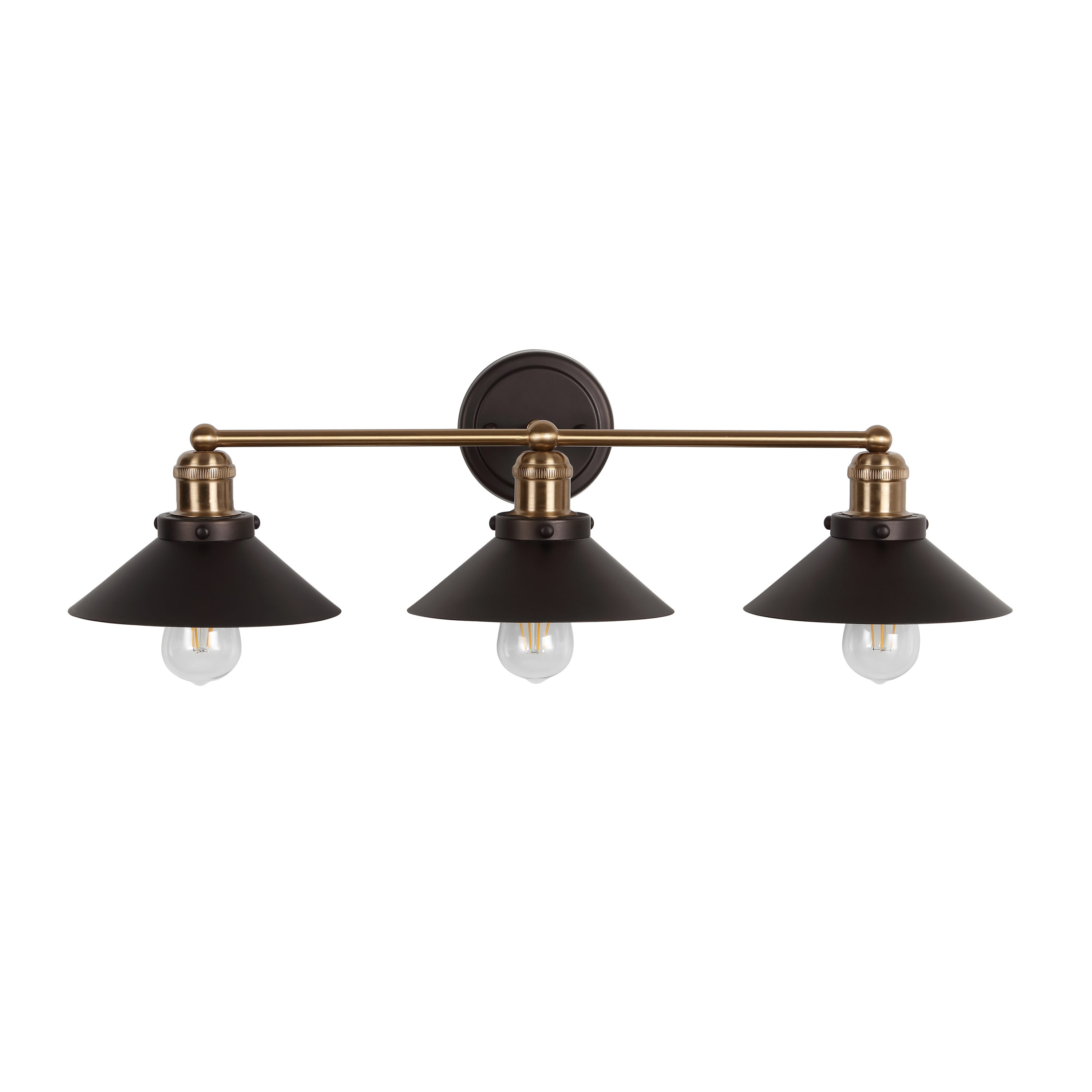 Elegant Oil Rubbed Bronze & Brass 3-Light Vanity Wall Fixture