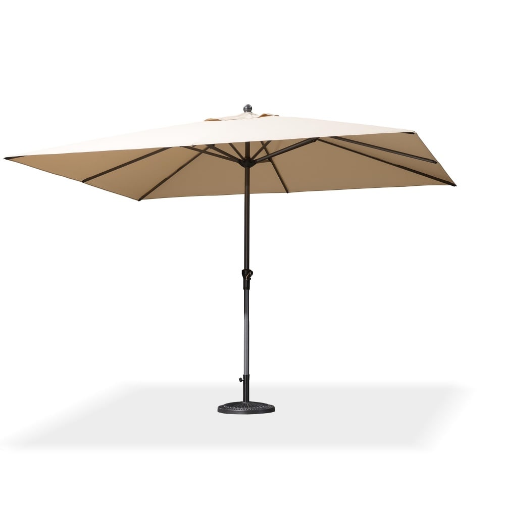 PURPLE LEAF LS03-MLGDRC0911-KK 9-ft Aluminum Beige Crank Market Patio Umbrella