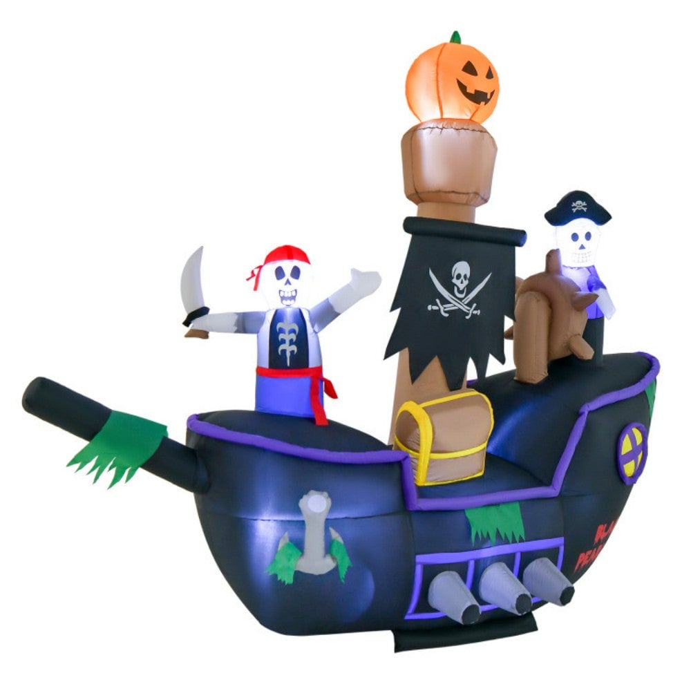 Boyel Living BL-TT10011US Giant 7FT LED Lighted Inflatable Pirate Ship Spooky Halloween Decoration
