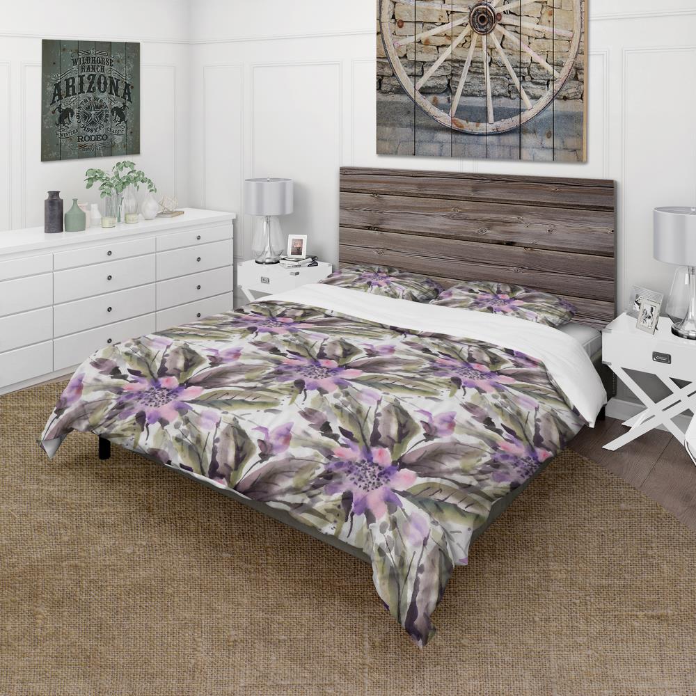 Designart BED19287-T 3 -Piece Purple Twin Duvet cover Set