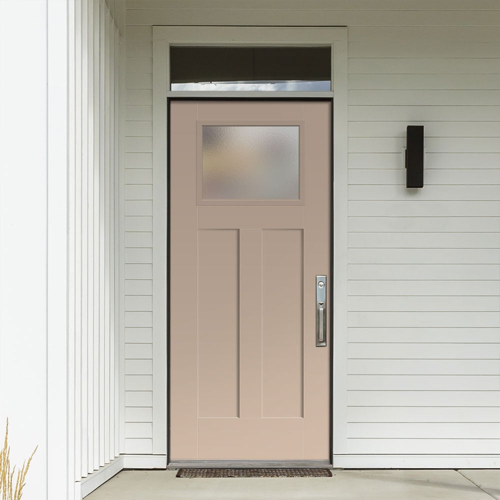 Masonite 628449 36-in x 80-in x 4-9/16-in Fiberglass Craftsman Left-hand inswing Sandy Shore Painted Prehung Front Door with Brickmould Insulating core
