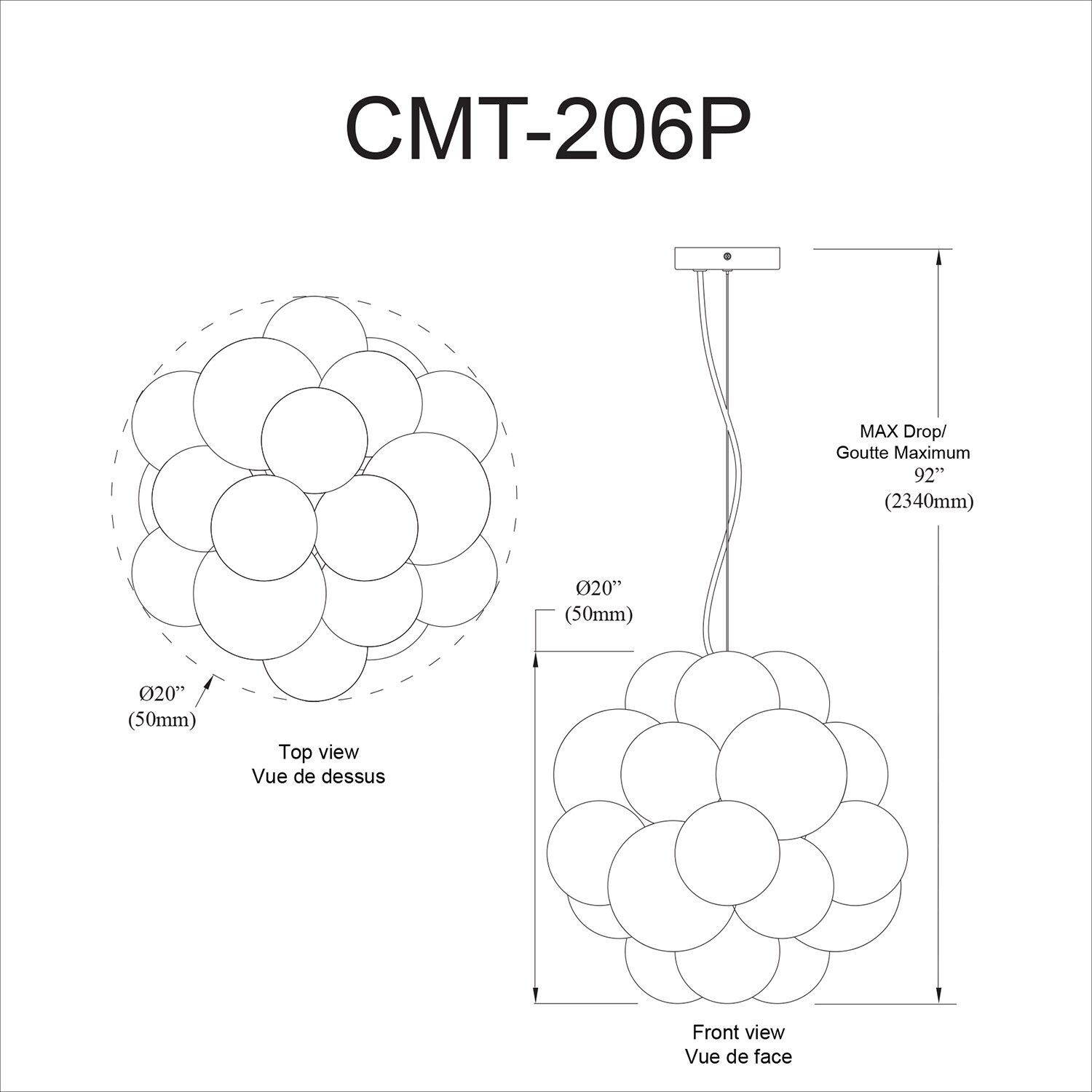 Dainolite CMT-206P-SM-PC Pendant-Lights - View #3