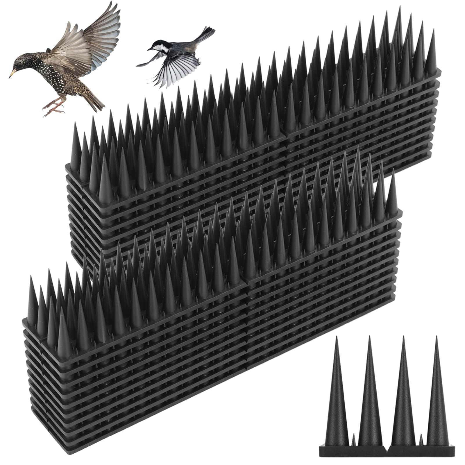 Afoxsos  Bird Spikes 9 Pack Plastic Barrier Strips for Outdoor Fence Roof Balcony and Garden Deterrent for Pigeon Squirrel Cat Raccoon UV