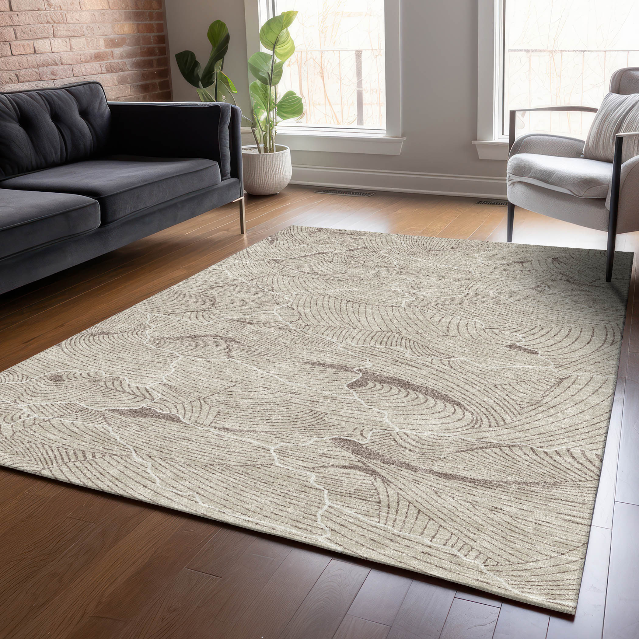 Addison Rugs ACN1048BG3X5 Chantille ACN1048BG 3 x 5 (ft) Polyester Beige Rectangular Indoor/Outdoor Geometric Machine washable Area rug