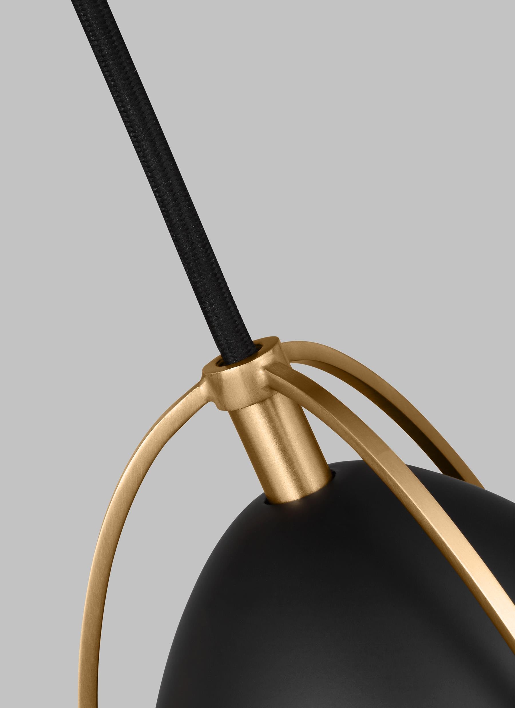Sean Lavin Satin Brass 1-Light Dimmable Sconce with Midnight Black Steel Shade