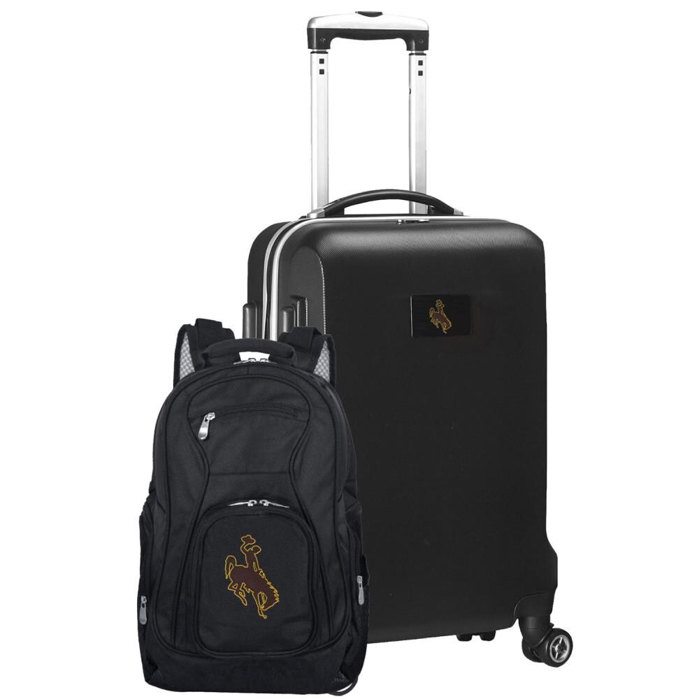 Mojo Licensing CLWYL104_BLACK NCAA Wyoming Cowboys 24 x 15 x 9.5 Black Polycarbonate Hardshell Suitcase Set (2-Bag)