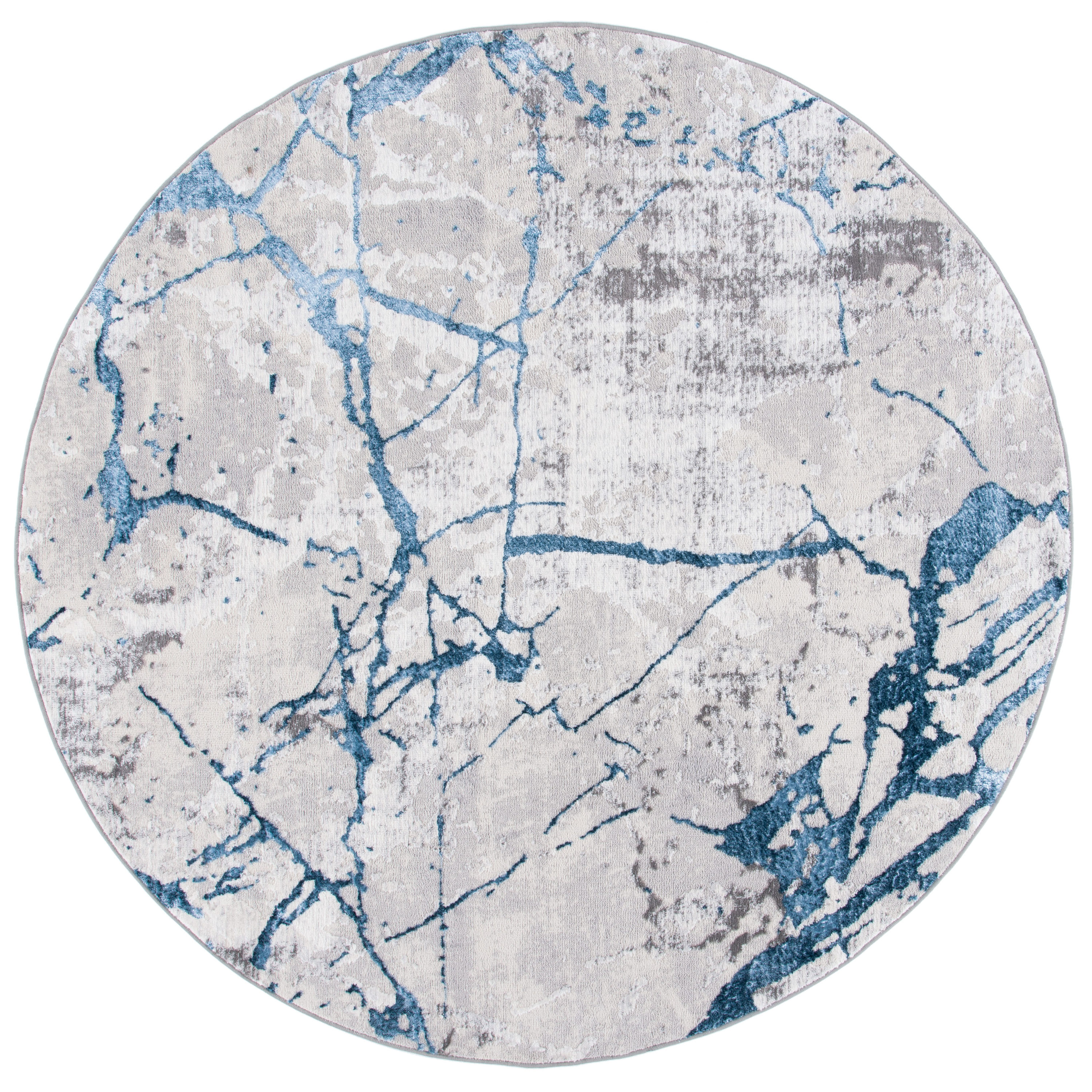 Safavieh ALA293F-7R Amelia Fietje 7 x 7 (ft) Loomed Synthetic Gray/Blue Round Indoor Abstract Bohemian/Eclectic Area rug