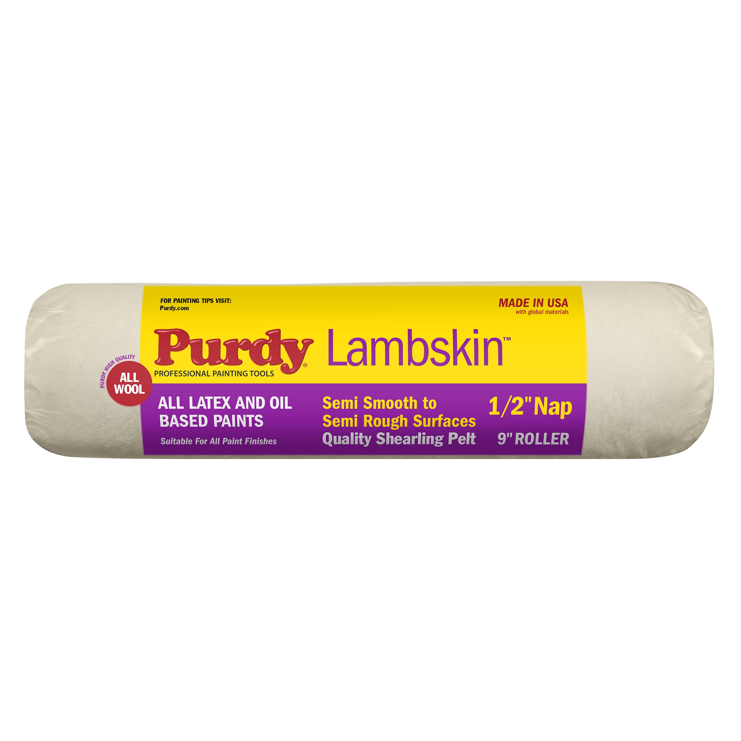 Purdy 9-in x 1/2-in Nap Lambskin Standard Natural Paint Roller Cover