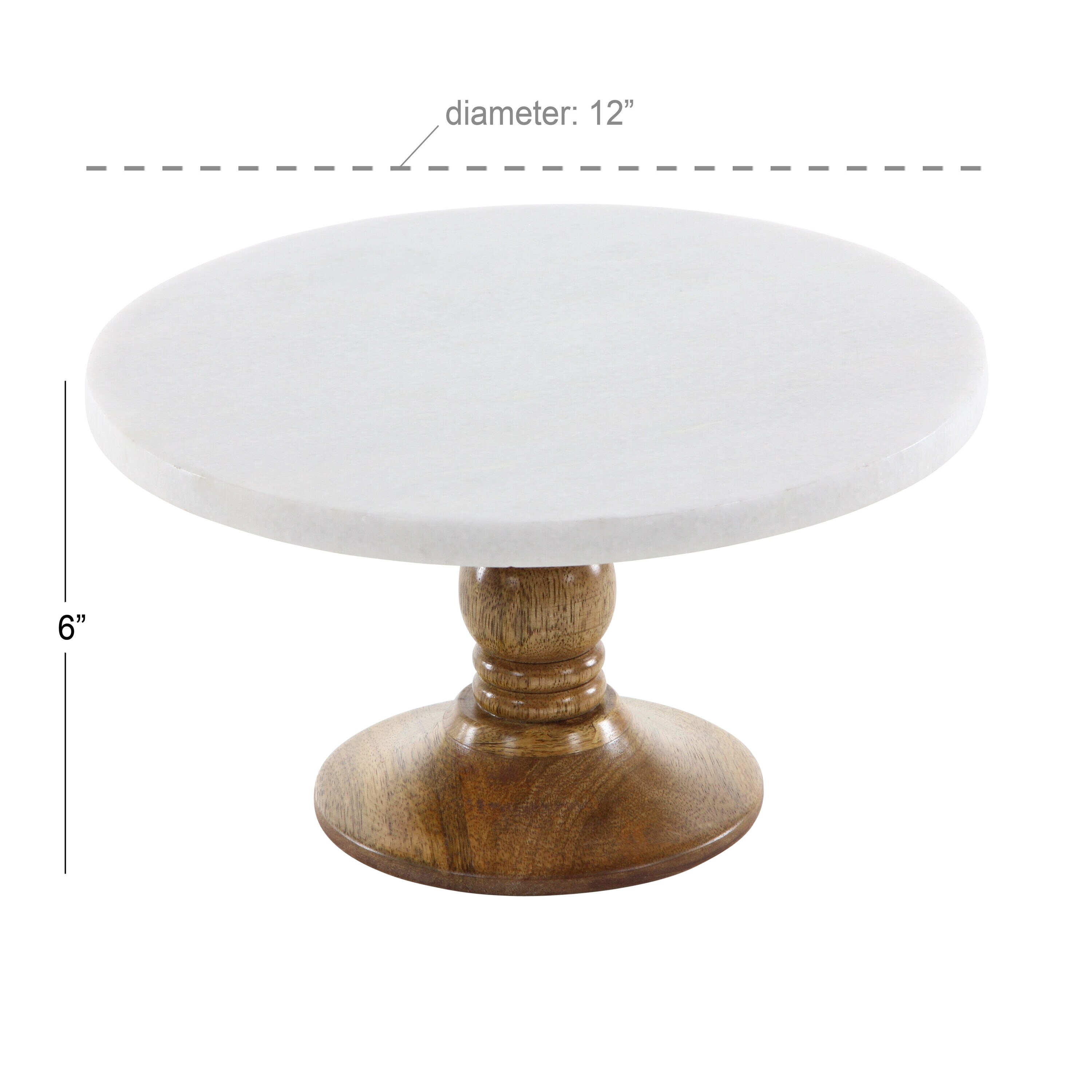 White Marble and Mango Wood Round Cake Stand