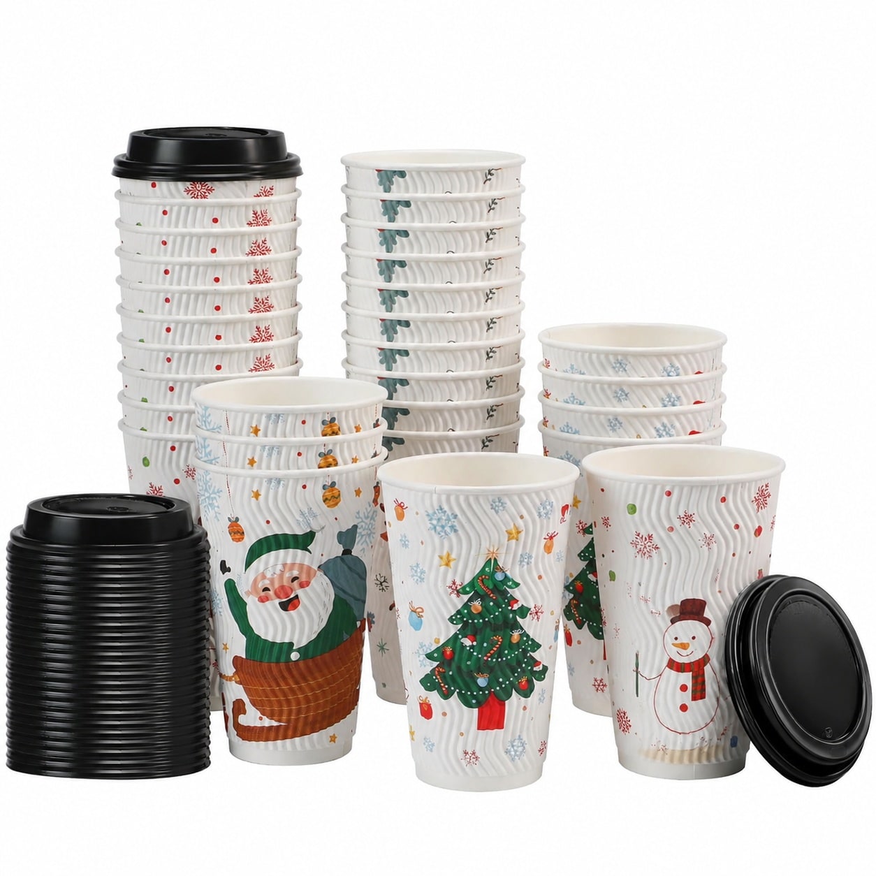 Phewnyzo 100 pack Christmas paper cups 16 oz disposable coffee cups ...