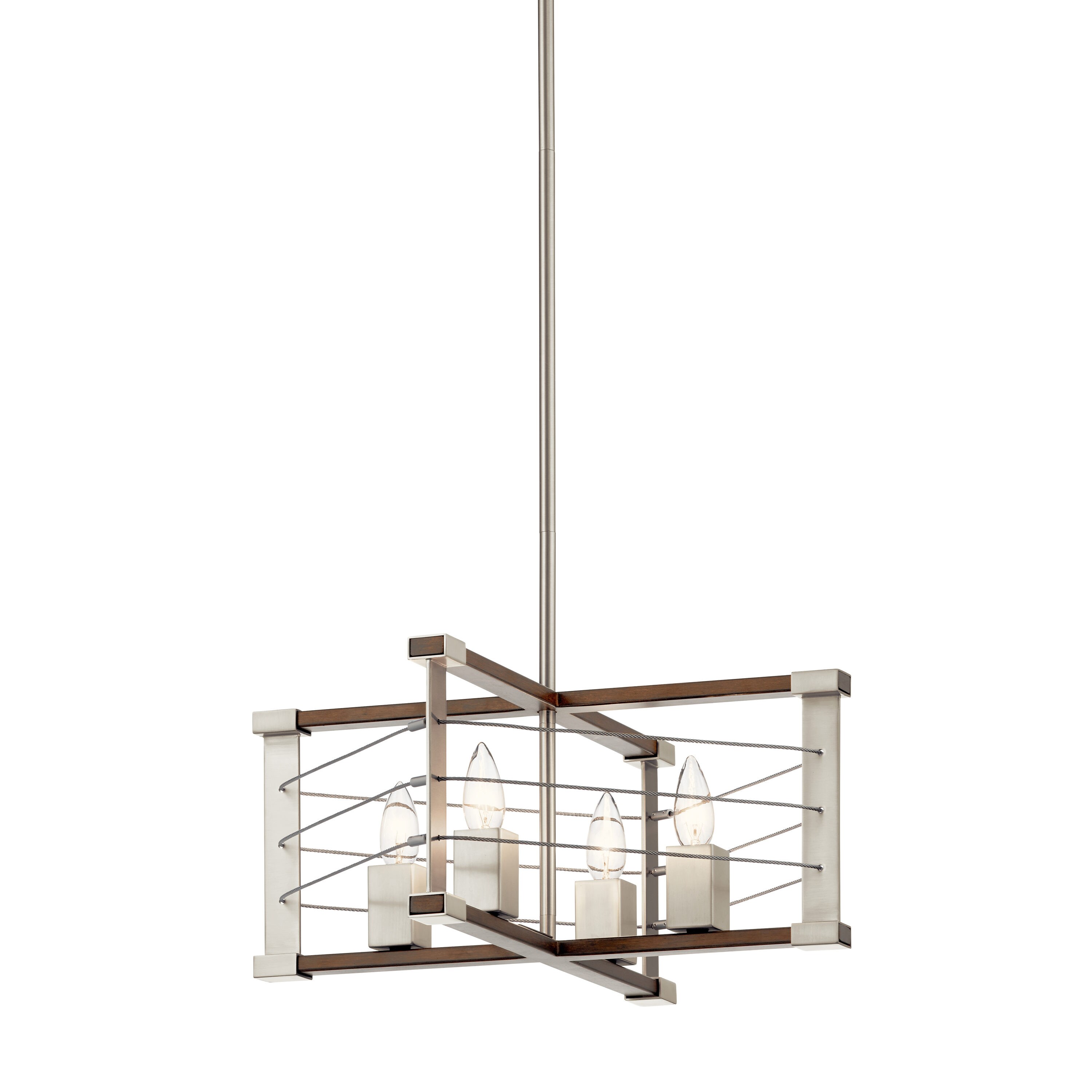 Kichler Lente 4-Light Brushed Nickel Industrial Geometric Medium Hanging Pendant Light