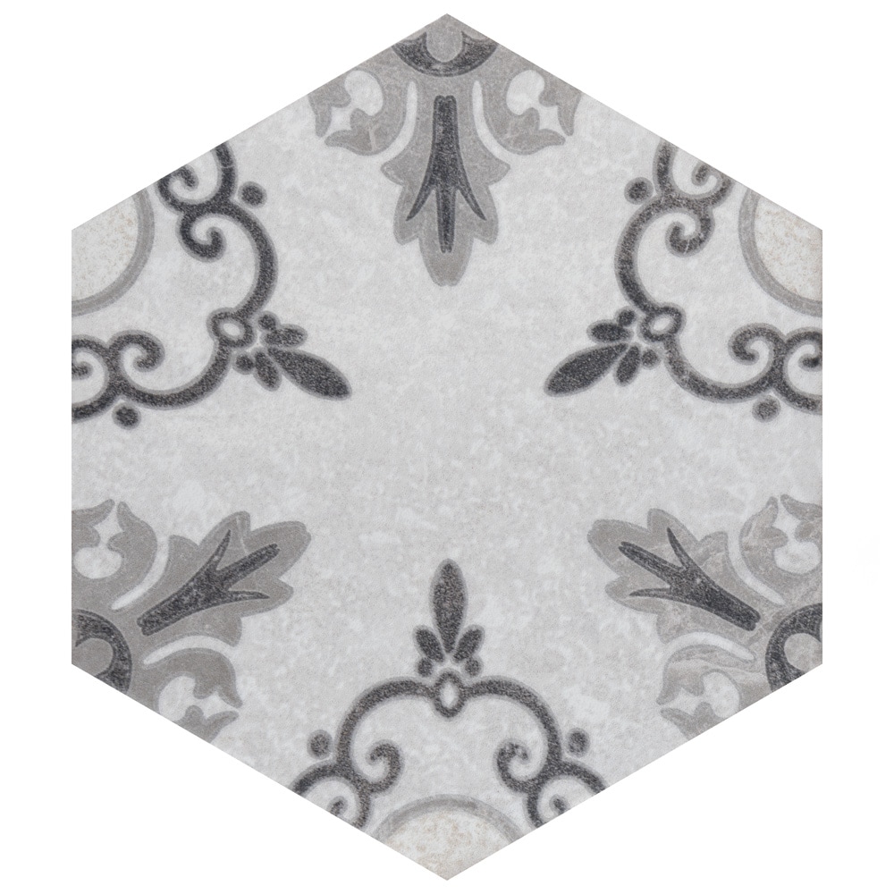 Affinity Tile FACMZXD9 Mazzo Hex Deco Lace 9-in x 10-in Matte Porcelain Marble Look Tile (3.96-sq. ft/ Carton)