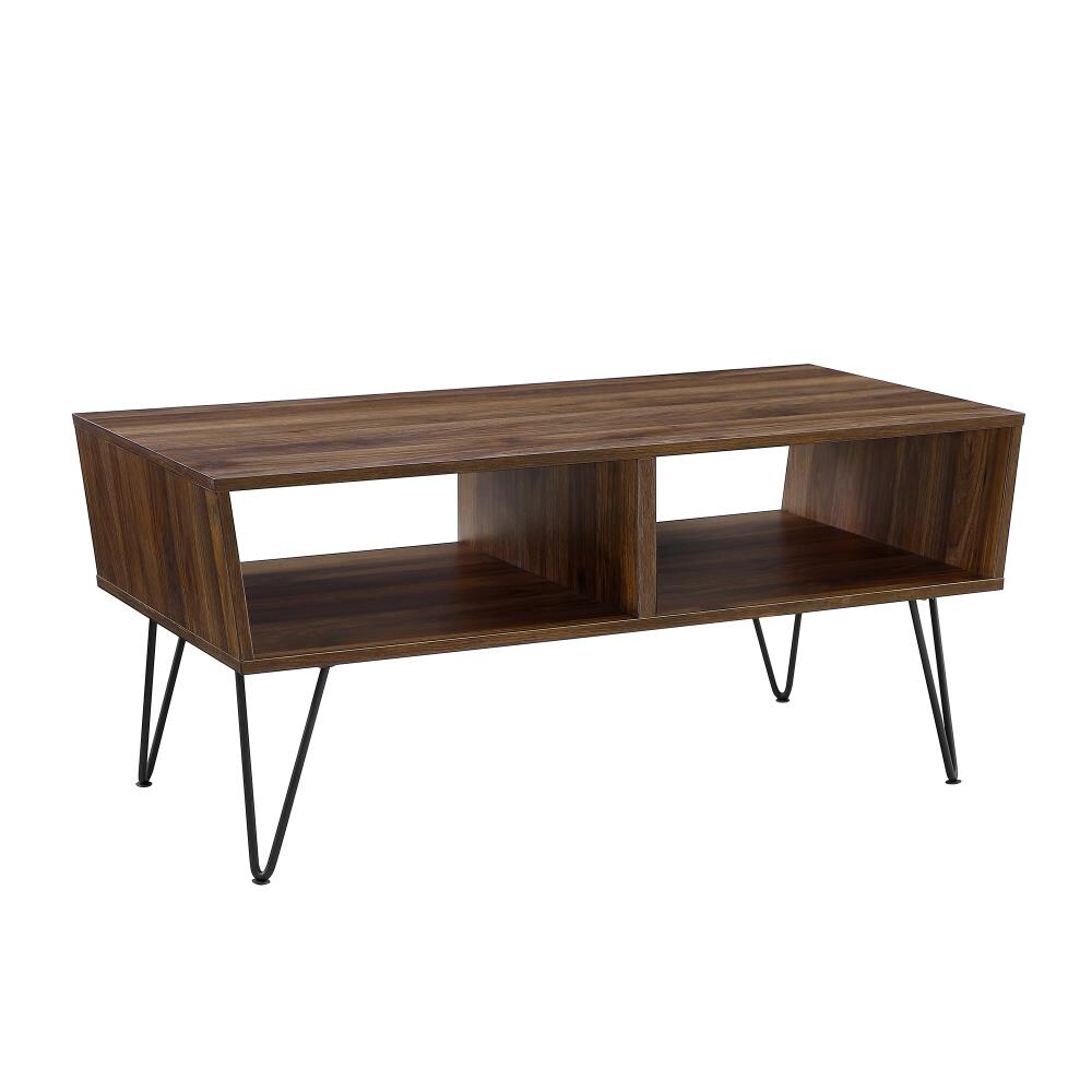 Walker Edison Dark Walnut Wood Veneer Midcentury Coffee Table with ...