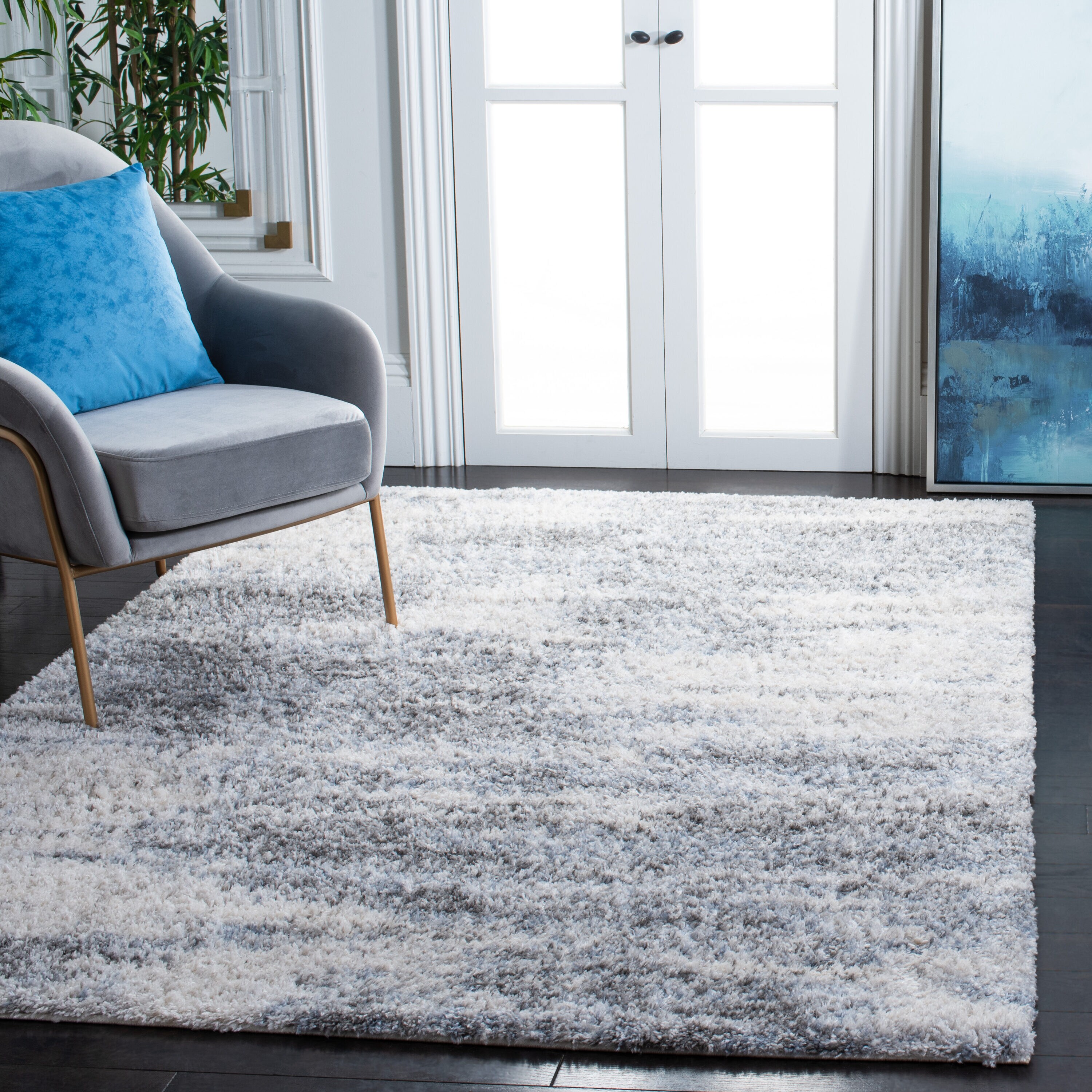 Safavieh Berber Shag 273A Ivory Grey 4ft x 6ft Small Rectangle Rug in ...